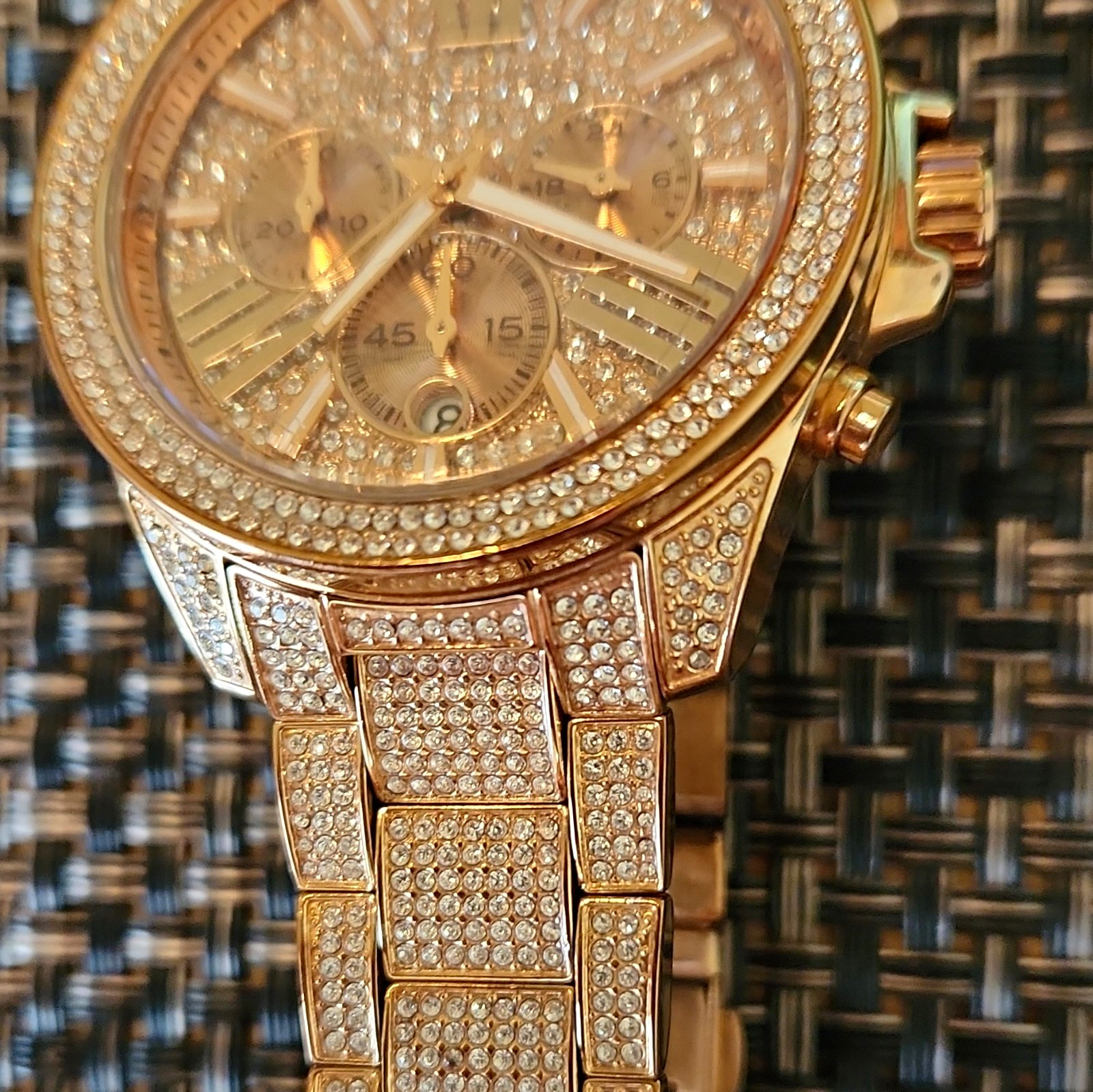 Michael Kors Parker Women’s Rose Gold Quartz Chronograph Crystal Bezel 39mm