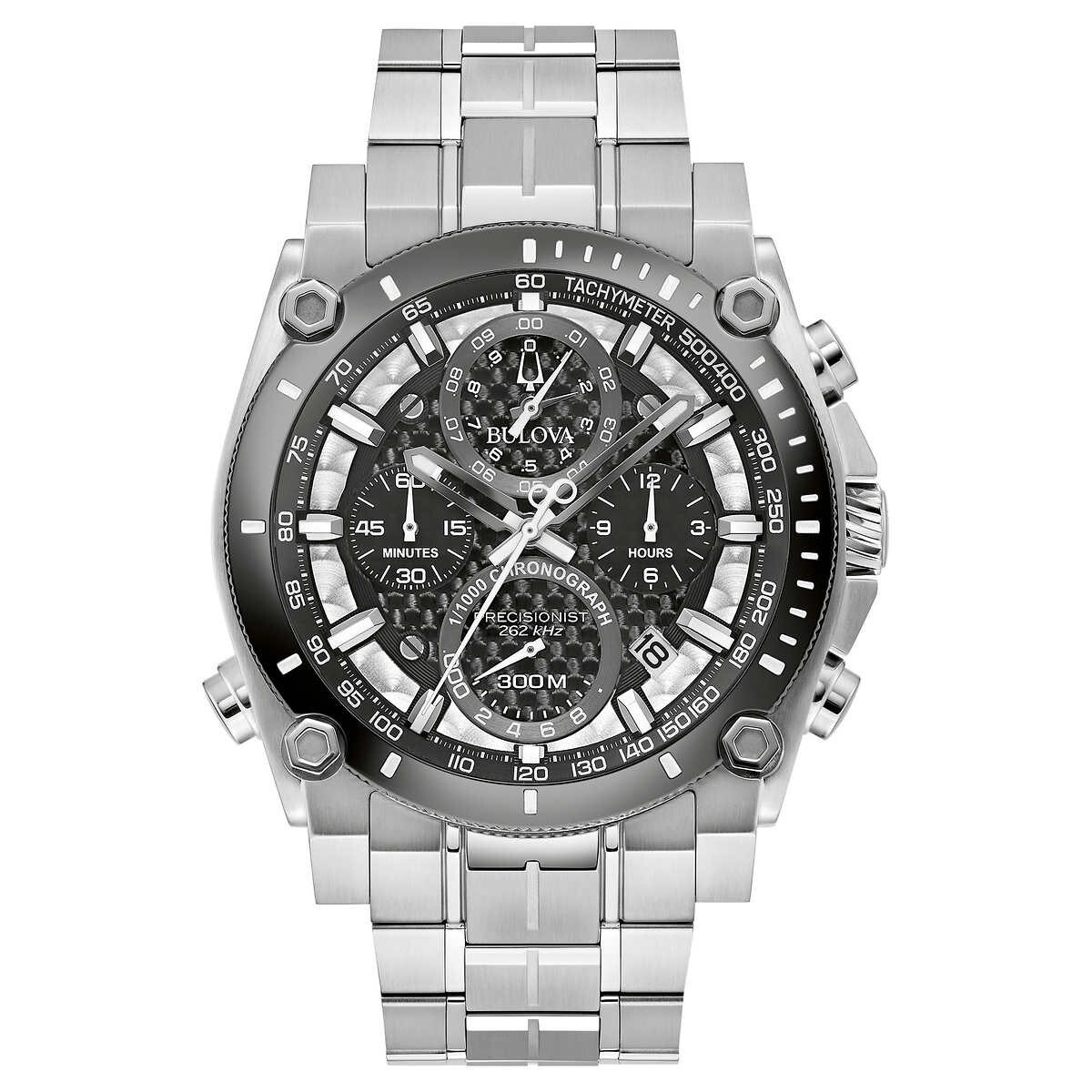 Bulova Precisionist 46mm Black Dial Silver Stainless Steel Strap Watch for…