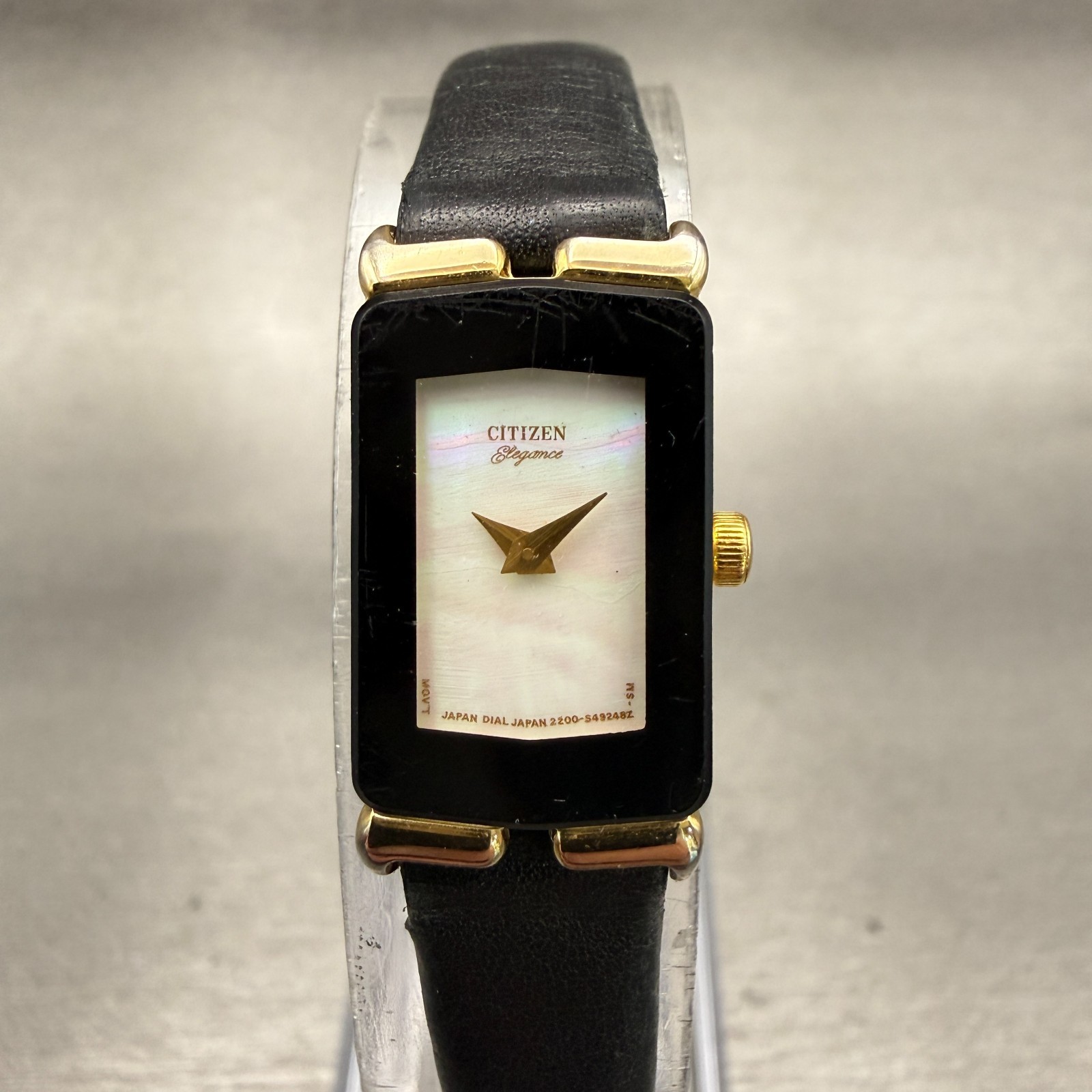 Citizen Elegance Tank Watch Women 13mm MOP Dial Gold Tone 2200-S14994 New Batt