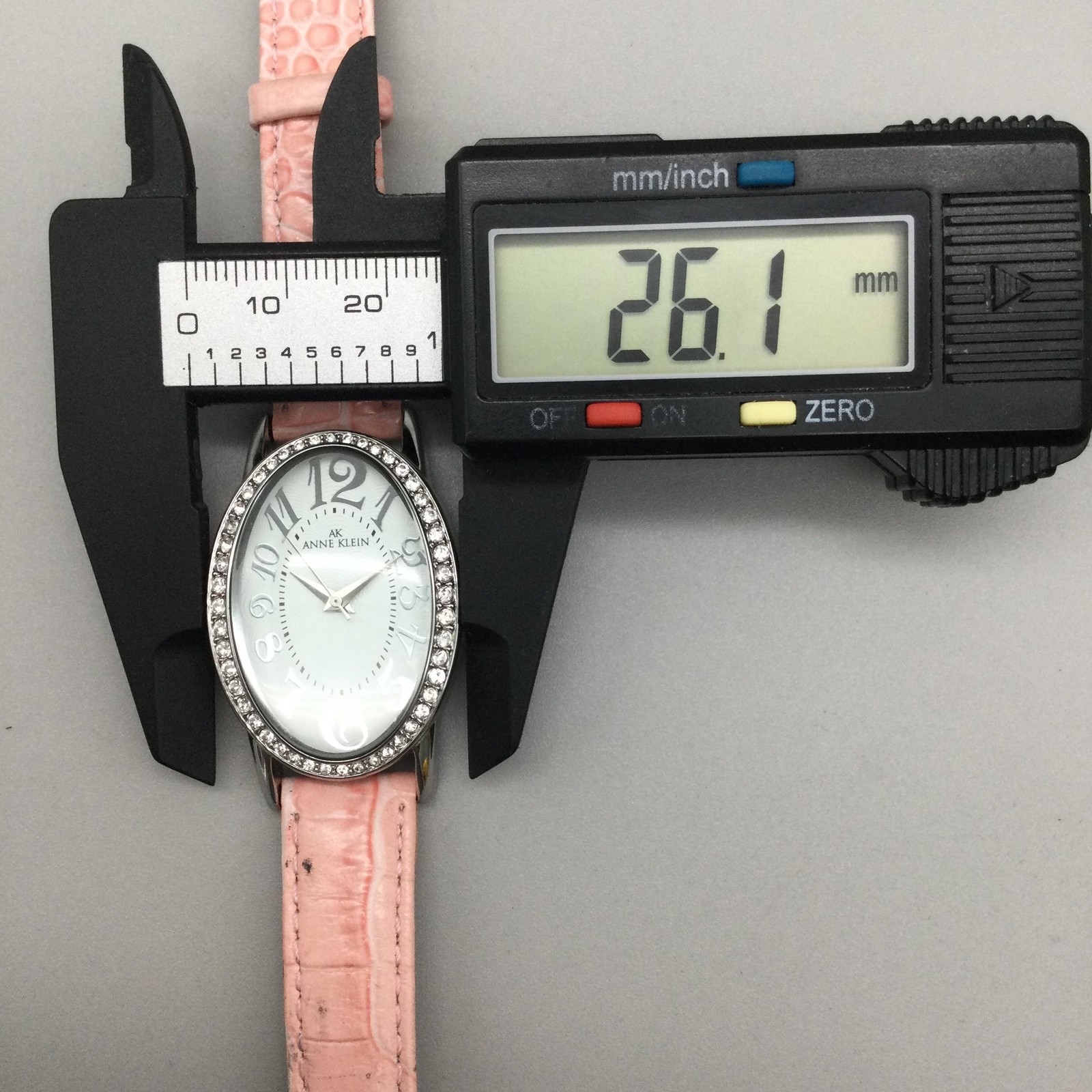 Anne Klein Womens Watch 26mm Oval Dial Pink Leather Crystals 10/6783