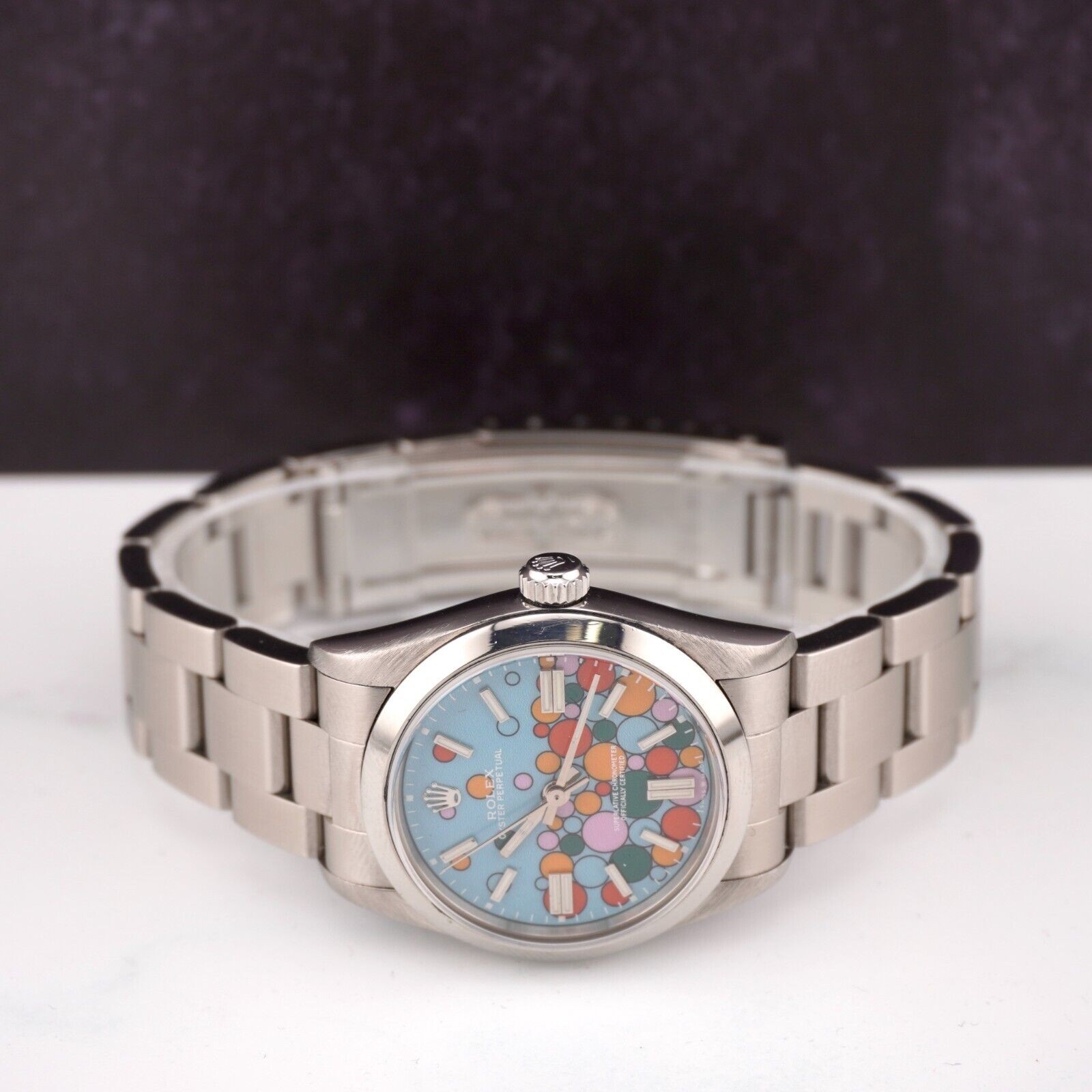 Rolex Oyster Perpetual 31mm Stainless Steel Watch Celebration Blue Dial 67480