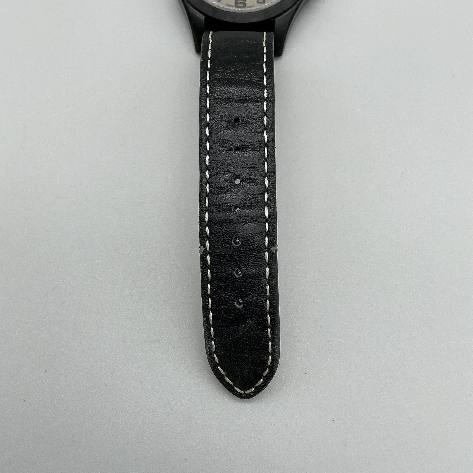 Dakota Mens Watch 42mm Gray Dial Black Case Leather Band Backlight New Battery