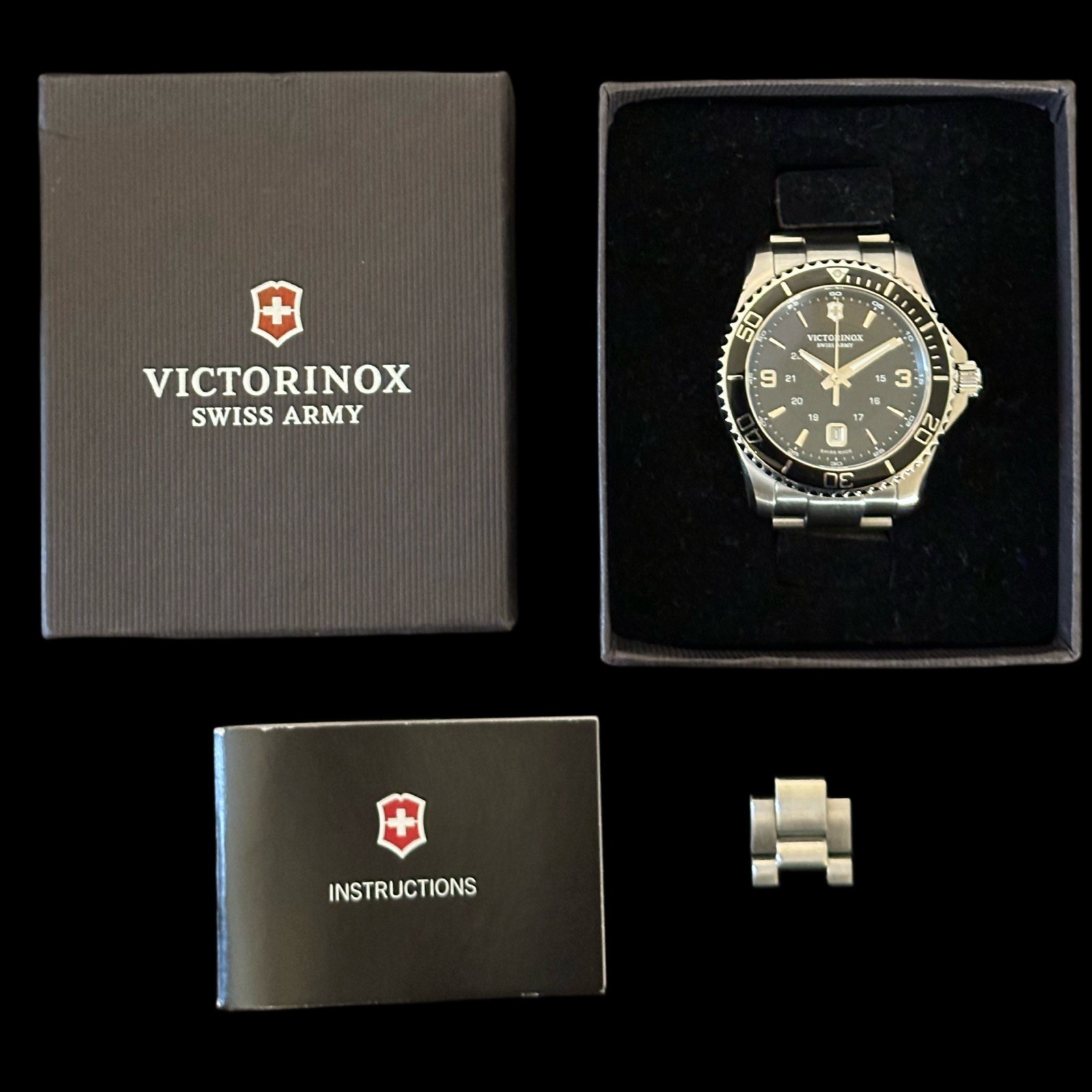 Victorinox Swiss Army Maverick II Black Dial Steel Bracelet Watch 241602