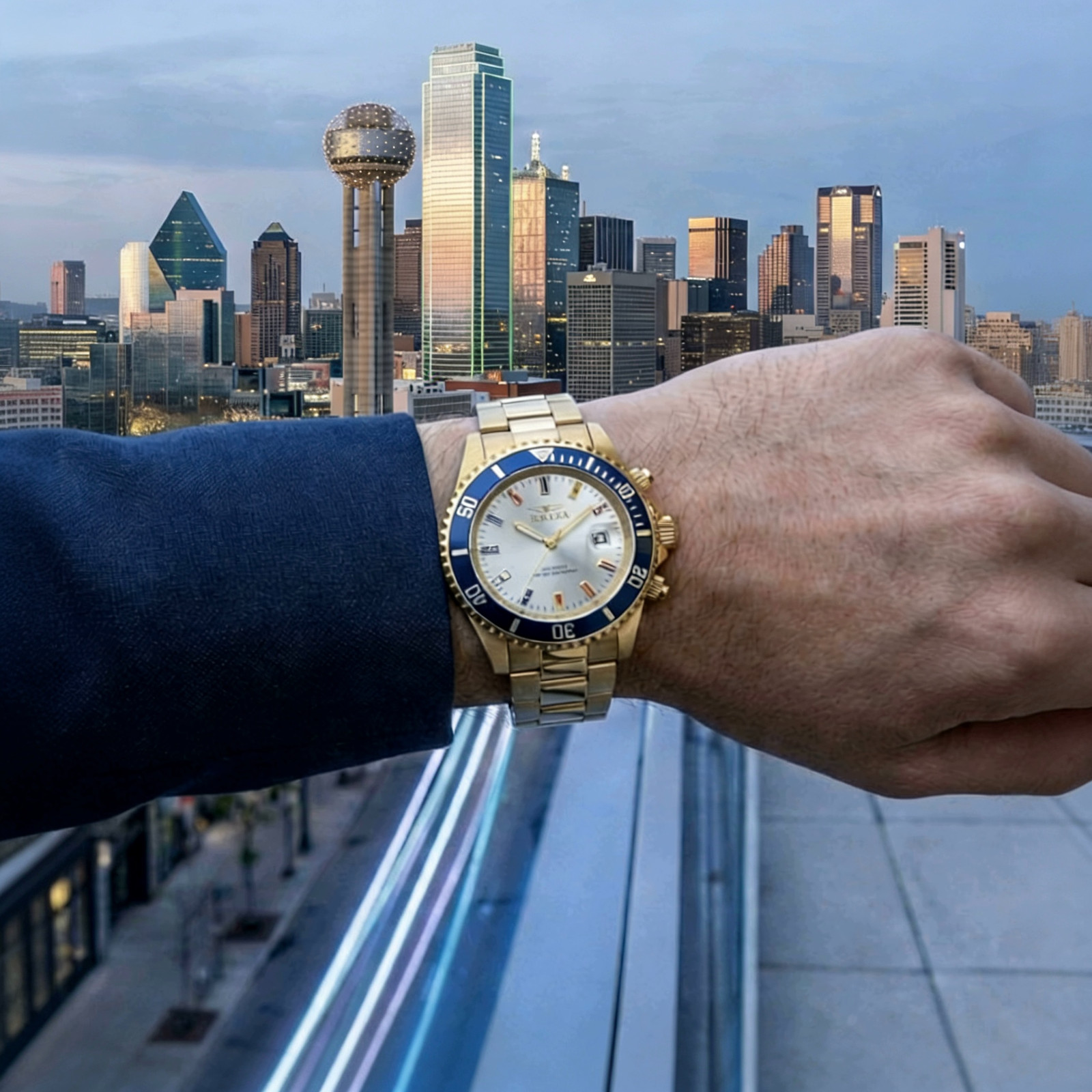 Invicta 49886 Pro Diver Jet Setter Men 40mm Gold Steel Silver Dial Quartz Watch