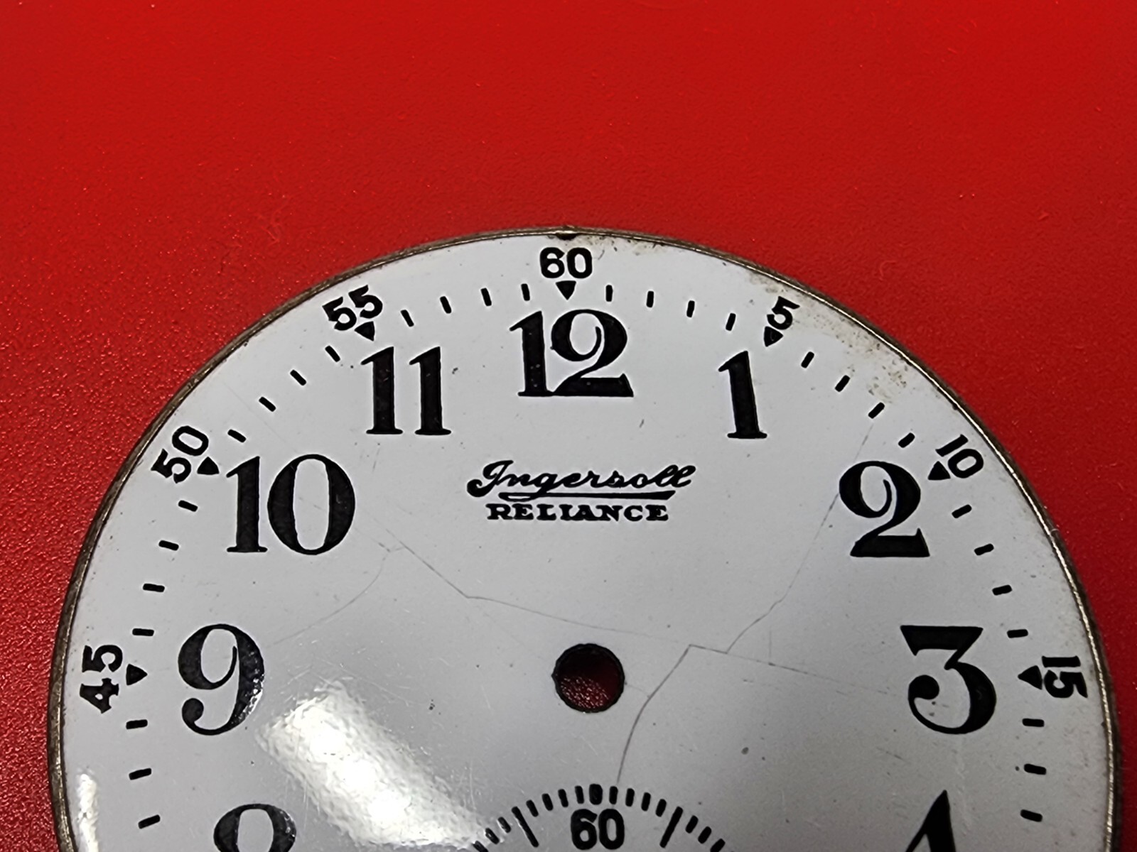 Ingersoll Reliance Watch Co. Approx. 42mm Porcelain White Dial Face Pocket Watch