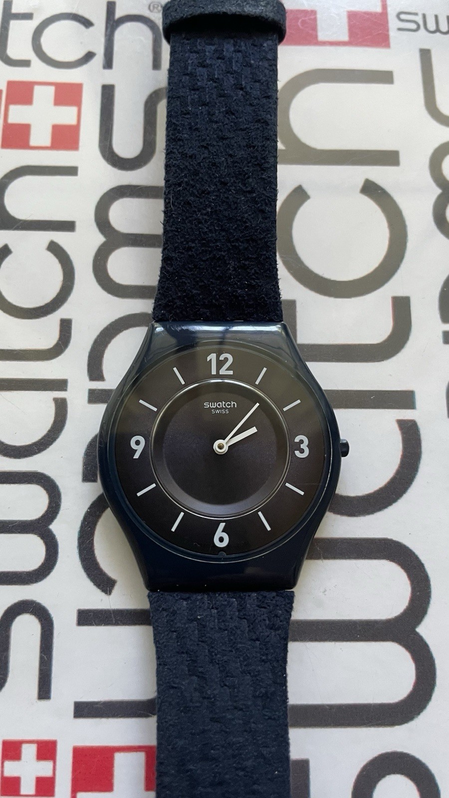 Swatch Blaumann SFN123 Skin 34mm X 3.9mm Textile Over Leather Vintage