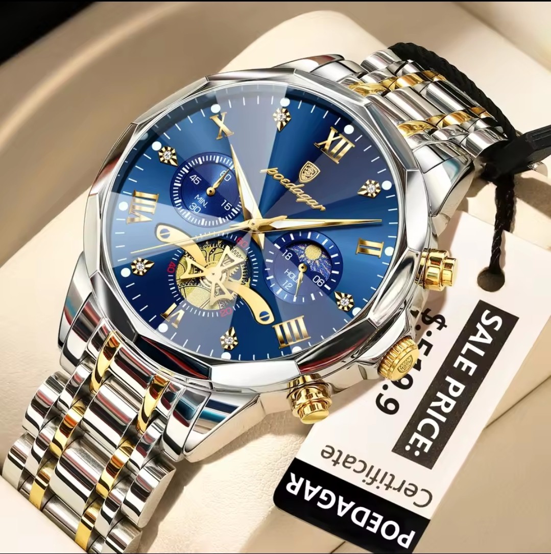 POEDAGAR Luxury Original Men Watch Waterproof Luminous Chronograph Man Wristwatc