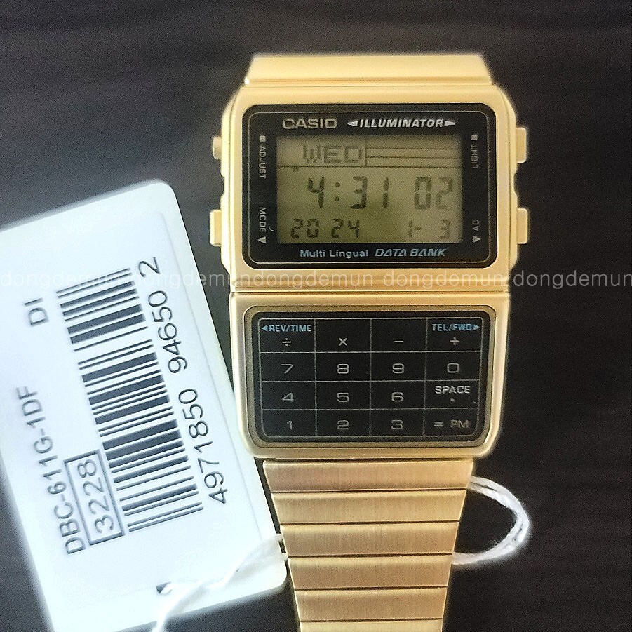 DBC-611G-1DF Unisex Gold Databank Watch Stainless Steel Calculator CASIO