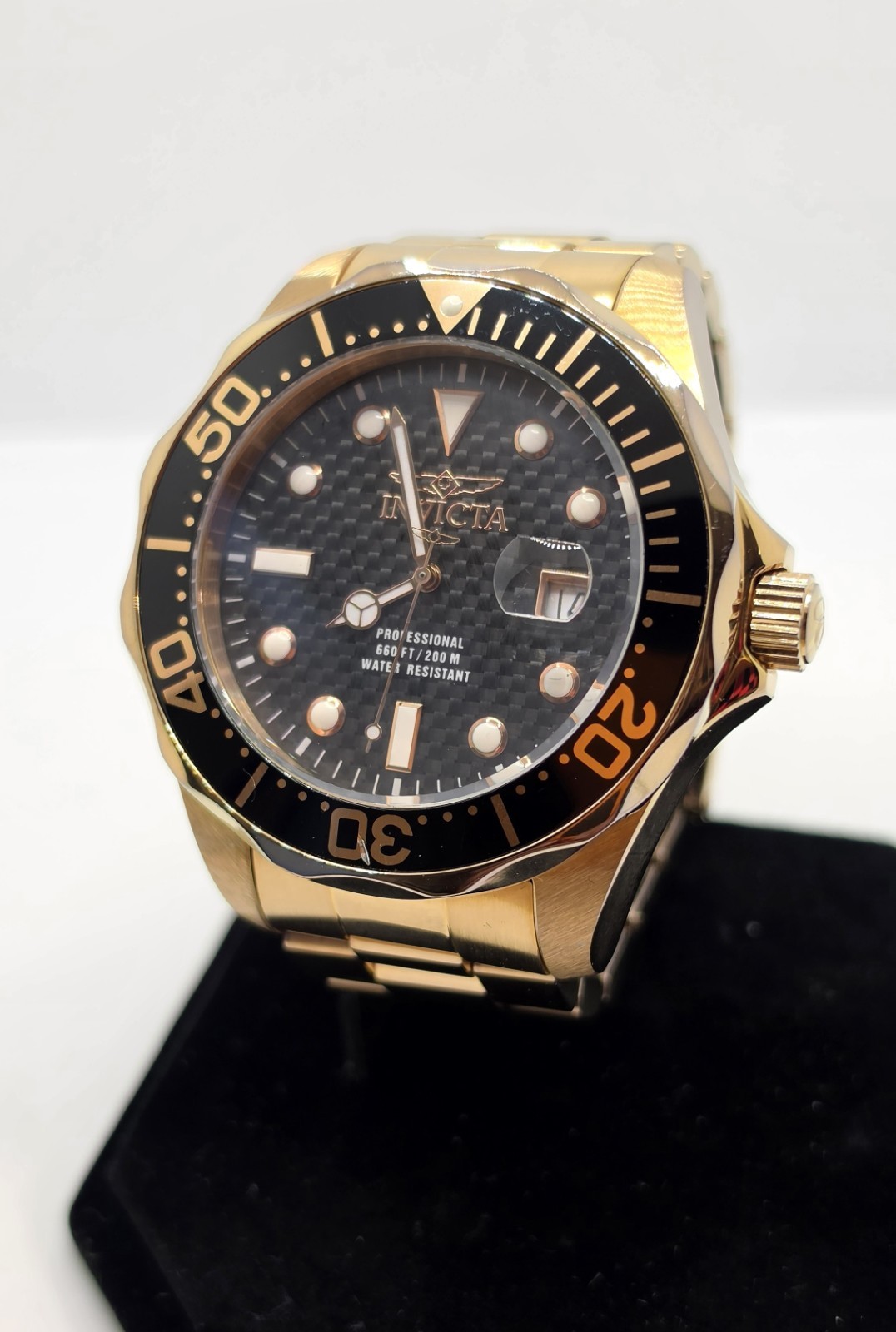 Invicta Pro Diver 14541 Men’s 47mm Rose Gold Black Carbon Fiber Quartz Watch