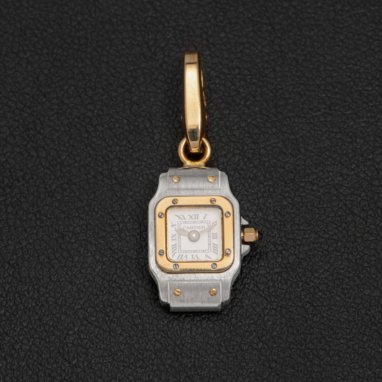 Cartier Santos Galbée Mini Watch Charm 18K Yellow Gold & Steel