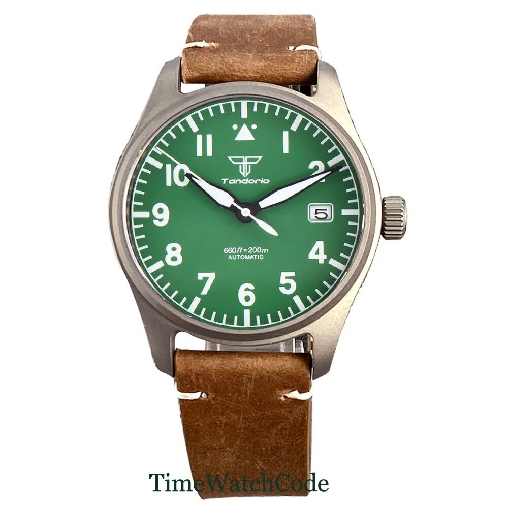 Tandorio Titanium Diving Automatic Watch for Men Anti-allergry Pilot NH35A 39mm