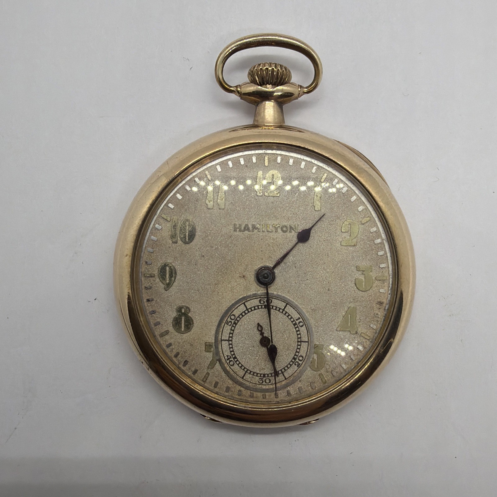 Hamilton Art Deco Pocket Watch Grd 910 17j 12s Nice 14k 25YR Gold Filled Runs