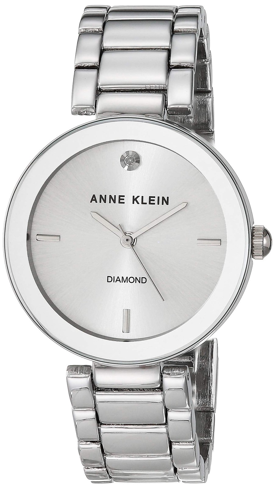 Anne Klein Womens AK/1363SVSV Diamond Dial Silver-Tone Bracelet Watch