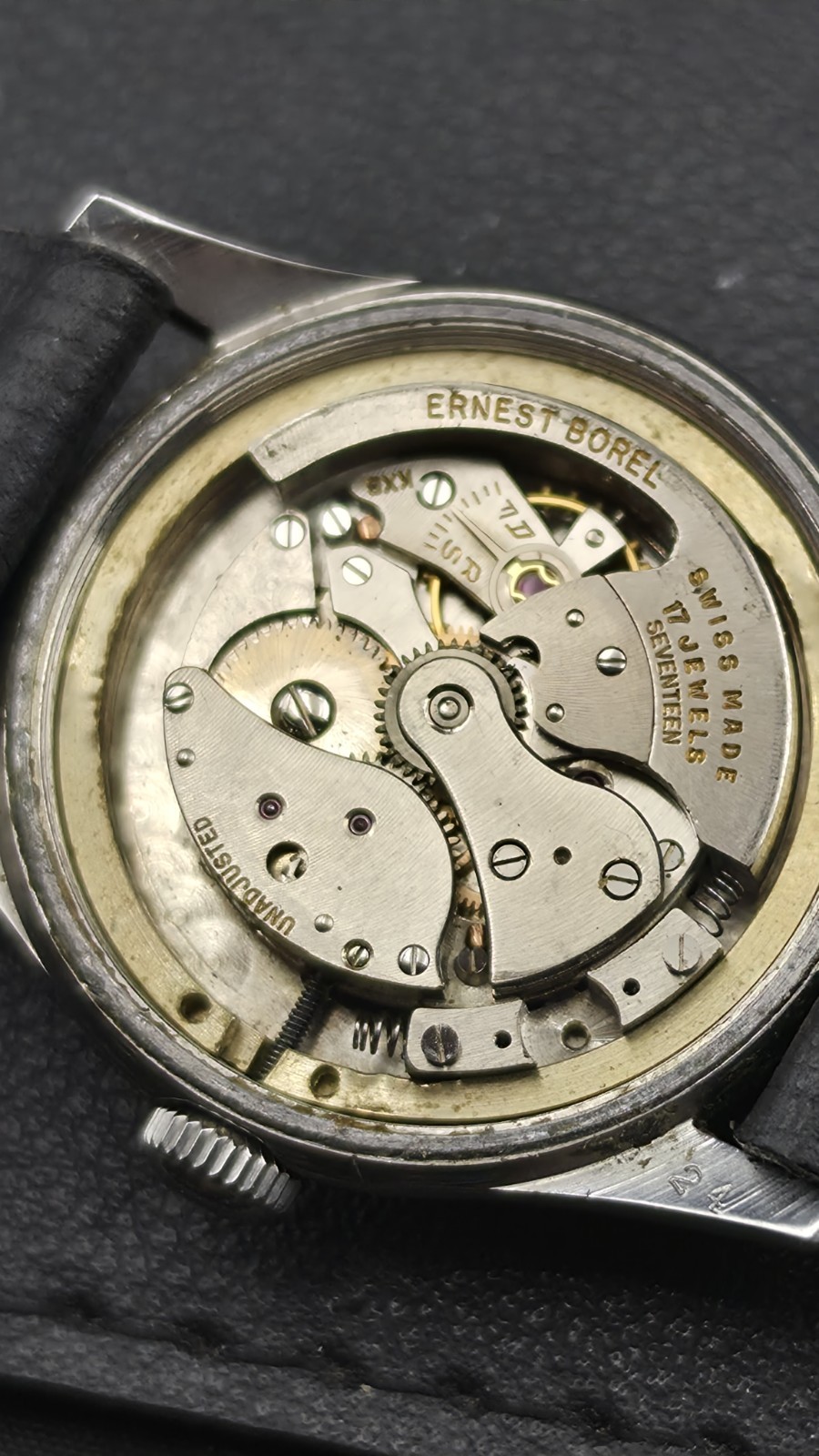 Vintage 1950s Ernest Borel Bumper Automatic Breguet Numeral Steel Field Watch…