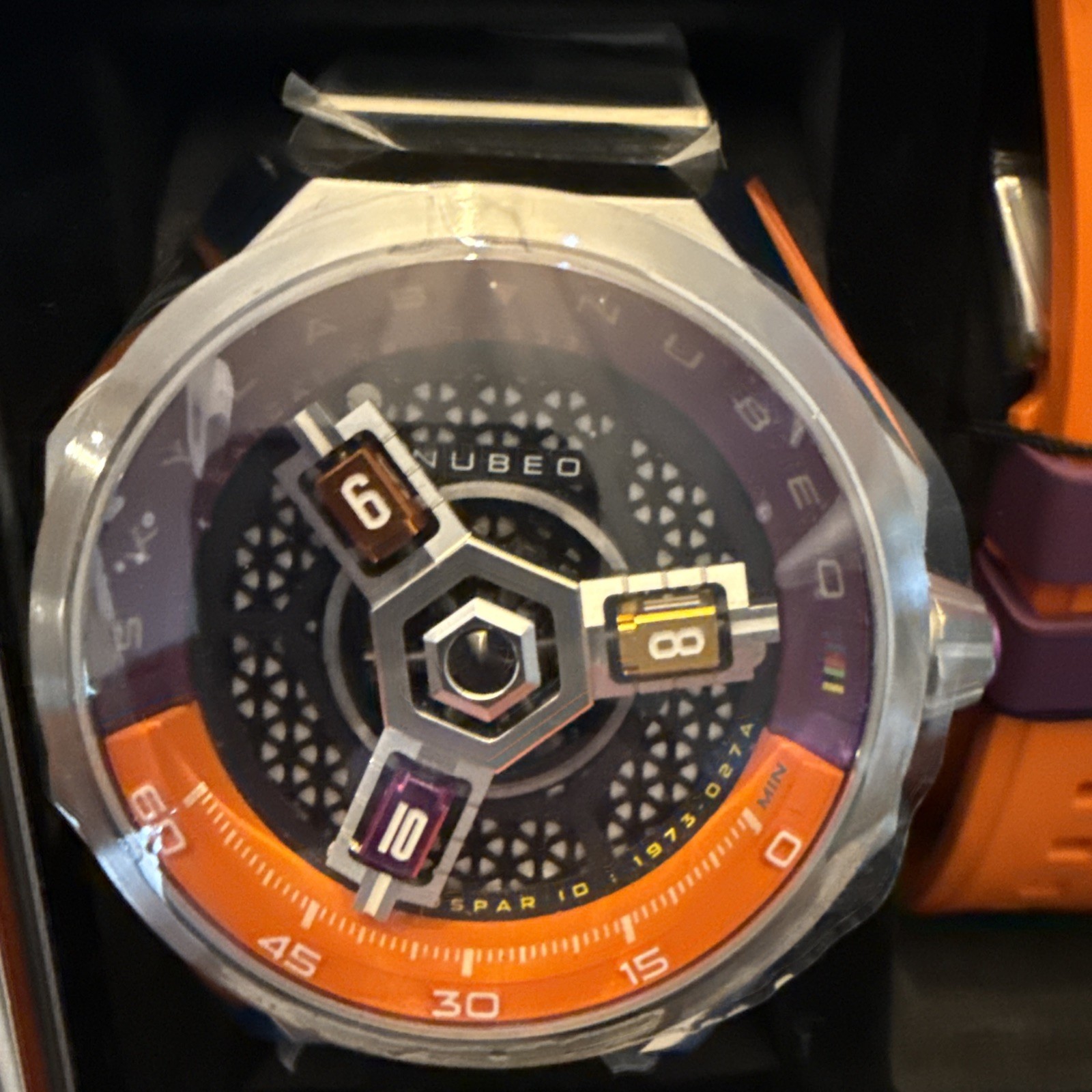 NUBEO SKYLAB AUTOMATIC WR100m Purple Orange NB-6083-44 New