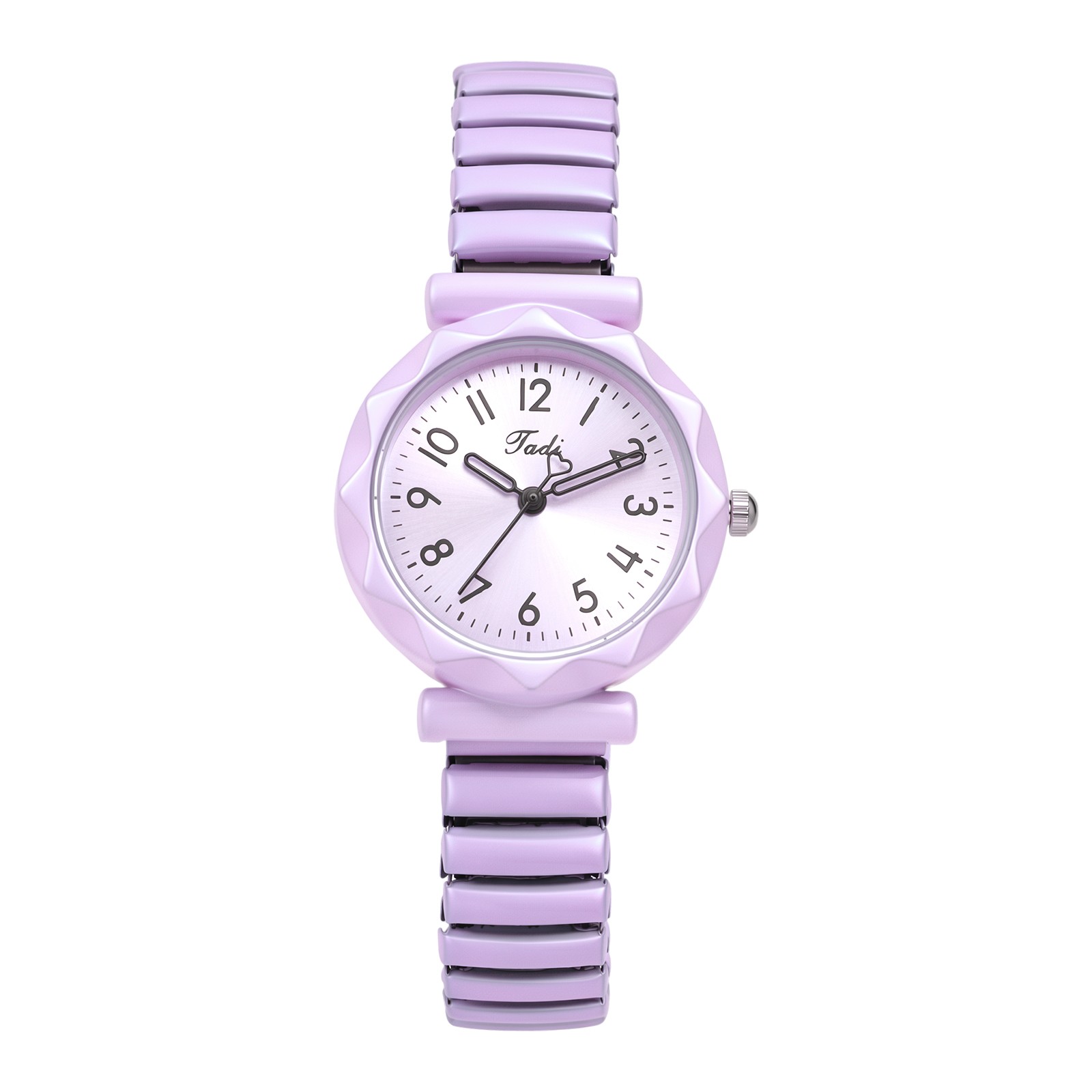 Unisex Youth Easy-Read Sunburst Stretch Elastic Stainless Steel Band Wrist Watch