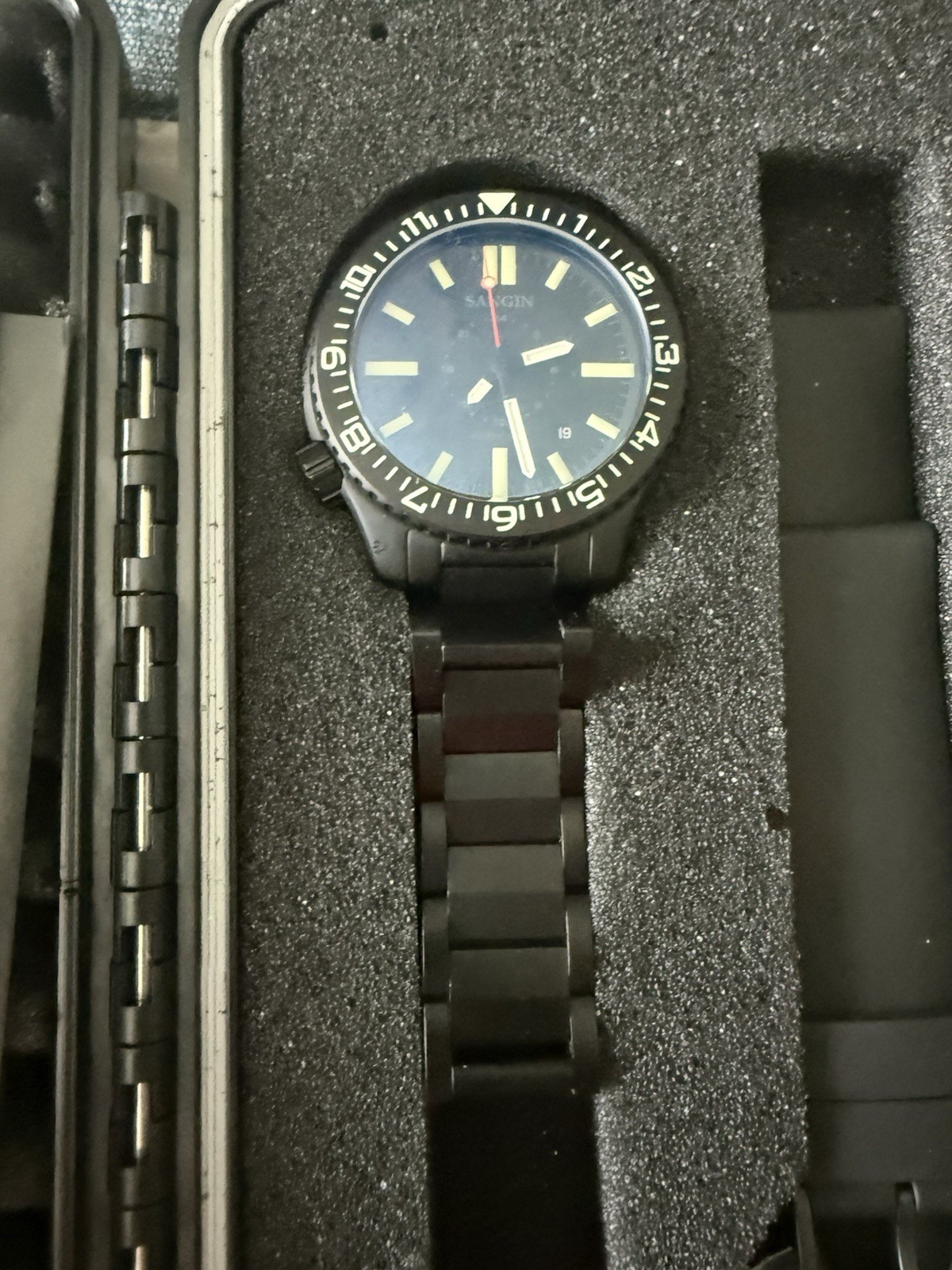 Sangin Instruments Kinetic II Expedition W/ Diplomat Bracelet Watch Black