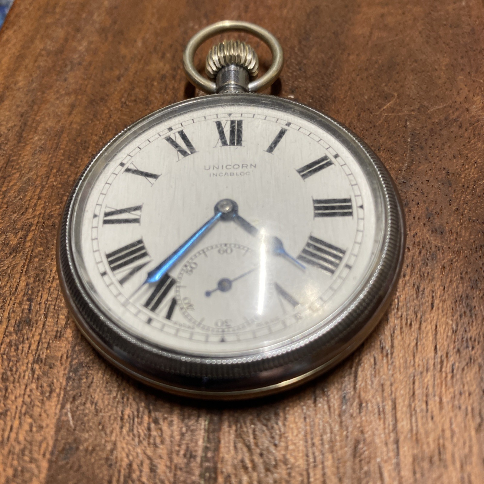 Unicorn Screw Case Front & Back 15 Jewels Pocket Watch Geneva Stripes