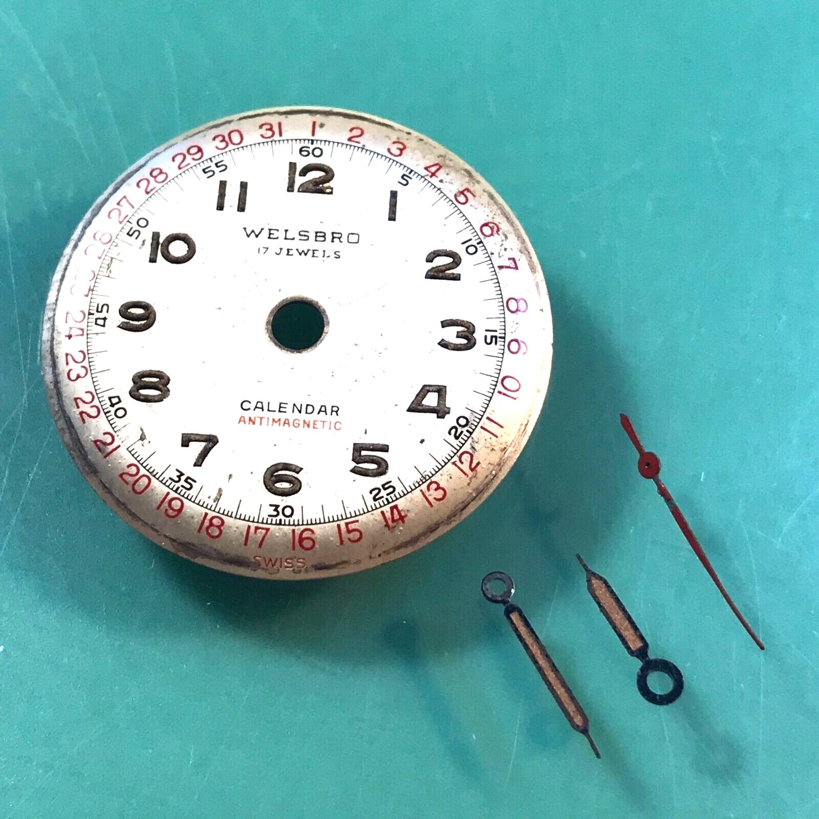 1940’s Welsbro Calendar Military Dial w/ Hands / T403