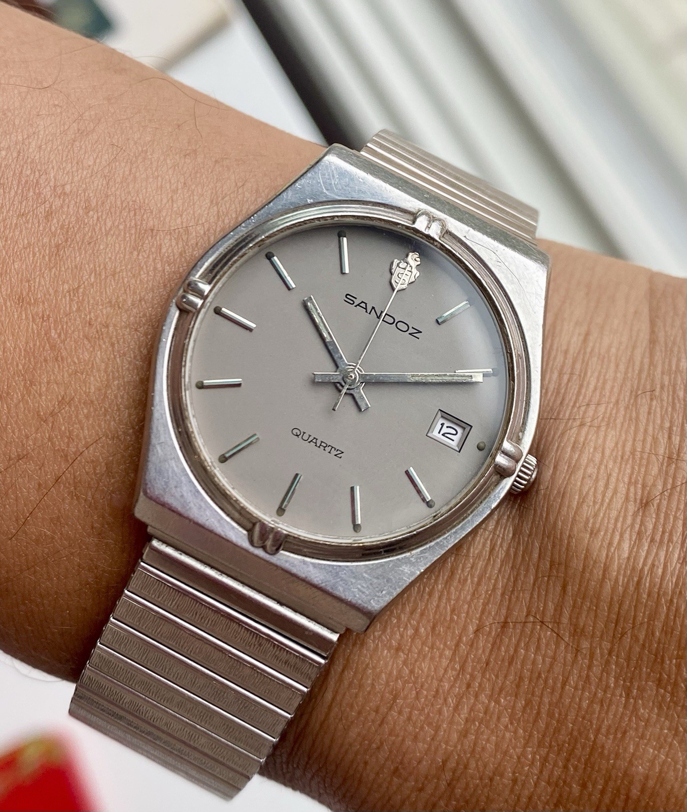 Sandoz Quartz Watch 32mm Stainless Steel New Crystal Seiko Movement Runs Well