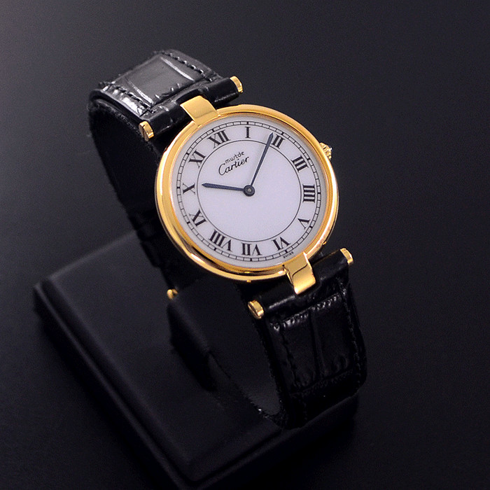 Vintage Cartier Must De Vendome Vermeil Quartz White Dial Dress Men’s Watch