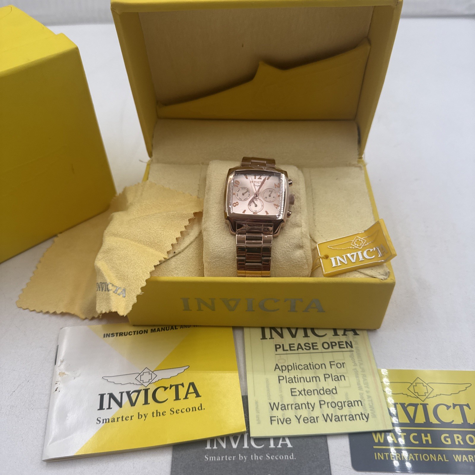 Invicta Women’s Angel Square Rosetone Watch 12102 Rose Gold Plated (Read)