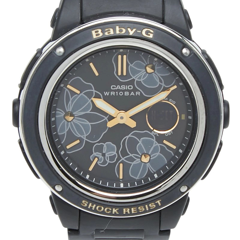 Casio Floral Dial Series Baby G Watch BGA 150FL 1AJF Quartz Black Dial Silicone