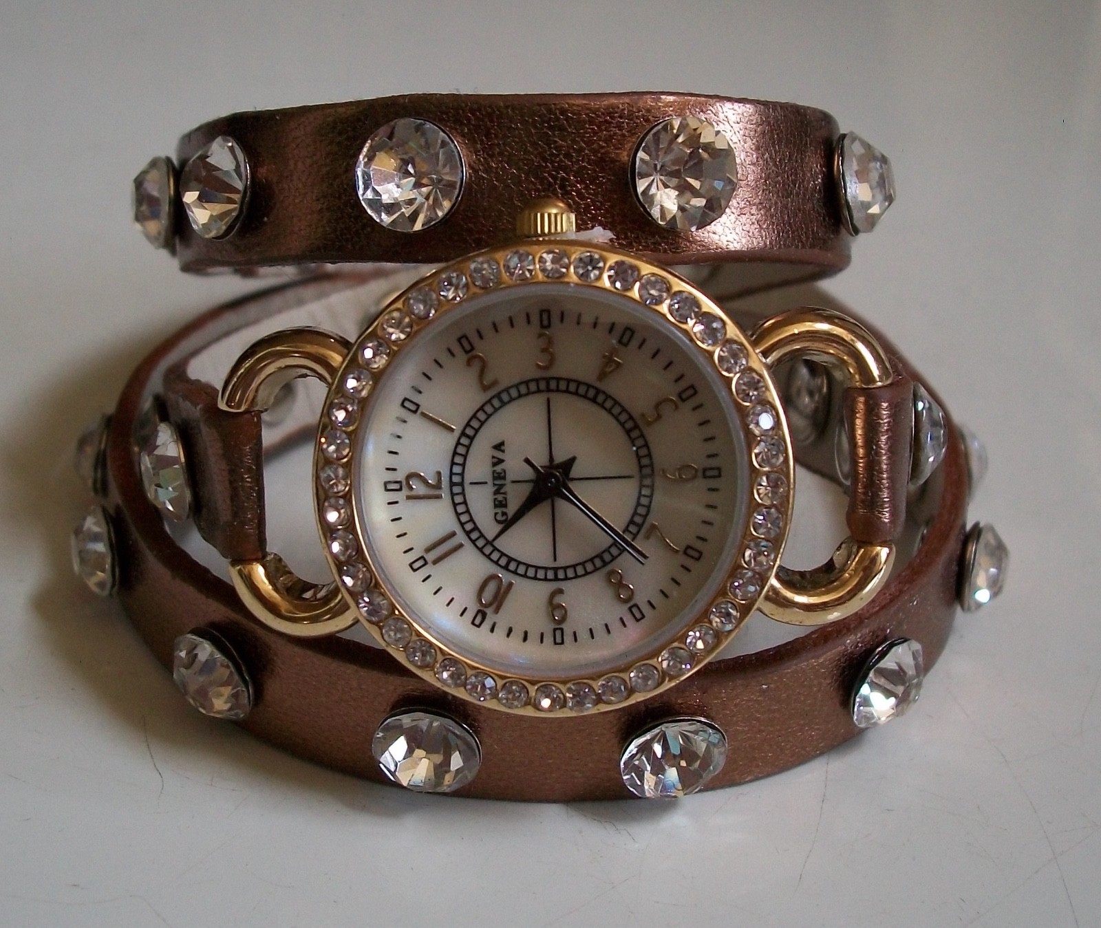 Bronze & Gold Wrap Around Sparkly Rhinestones Fashion Women’s Casual Watch