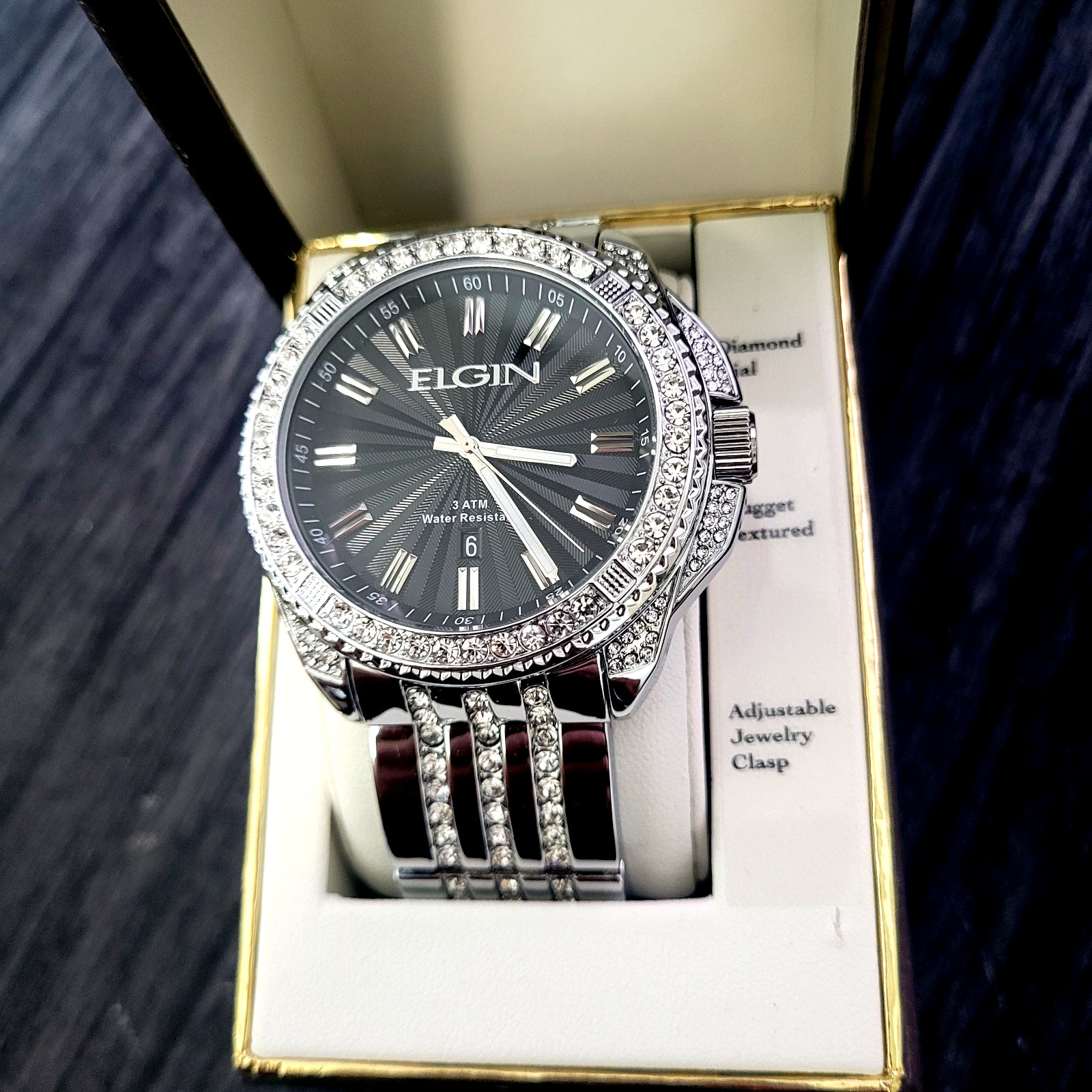 Rare Elgin Diamond Bezel Paved Mens Watch Authorized Dealer