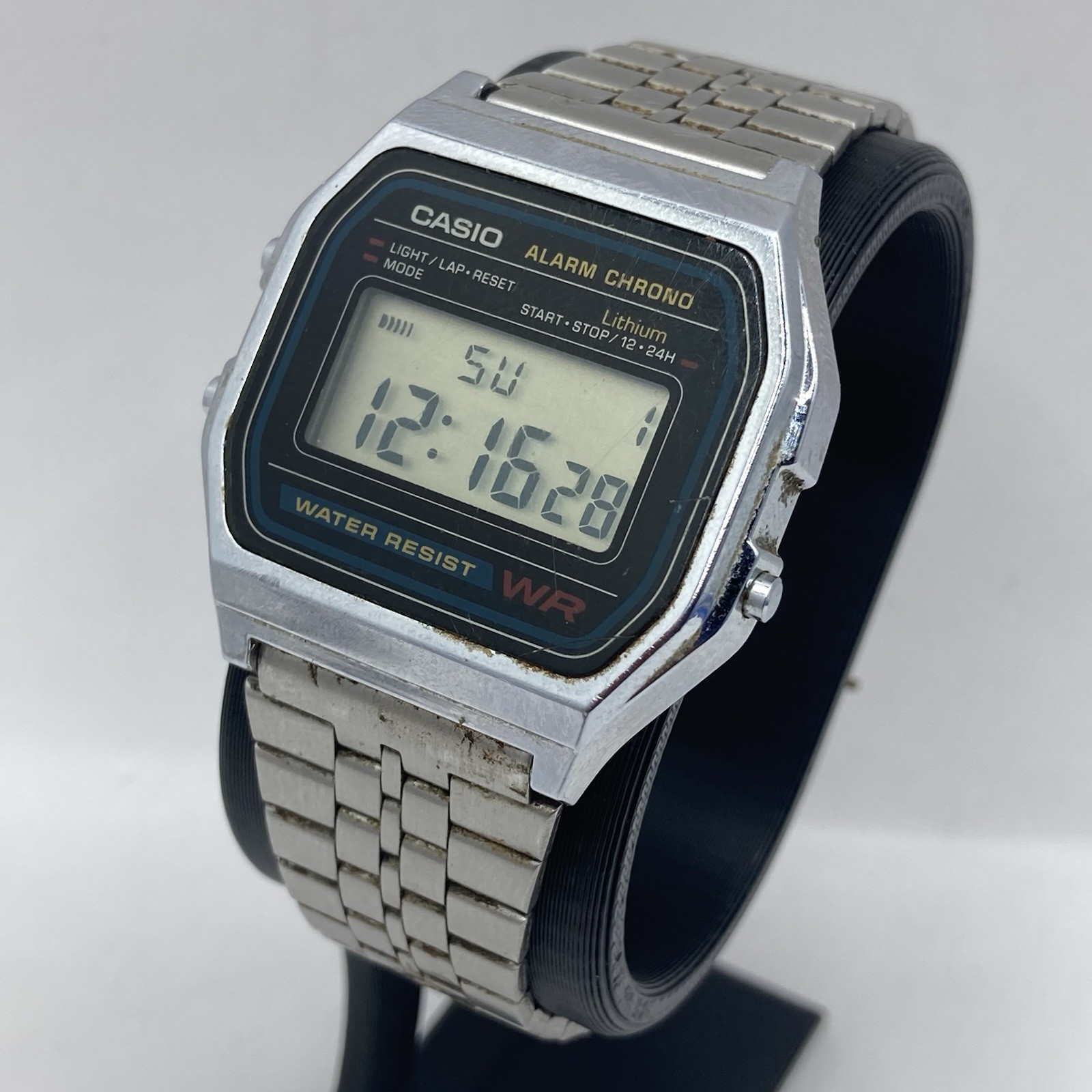 Vintage Casio A158W Digital Watch 593 Module Stainless Steel Chrono Classic