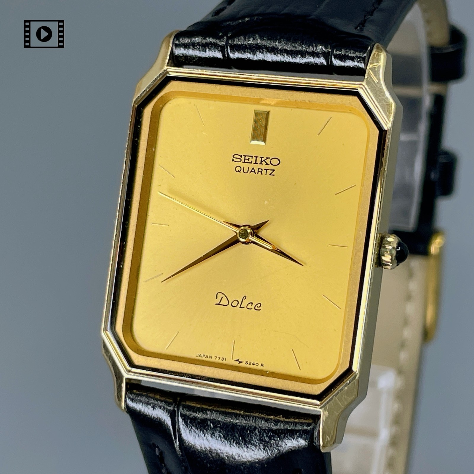 SEIKO Dolce 7731-5210 Qz Gold Dial Men Watch Vintage 1987 [N.MINT] -US Stock