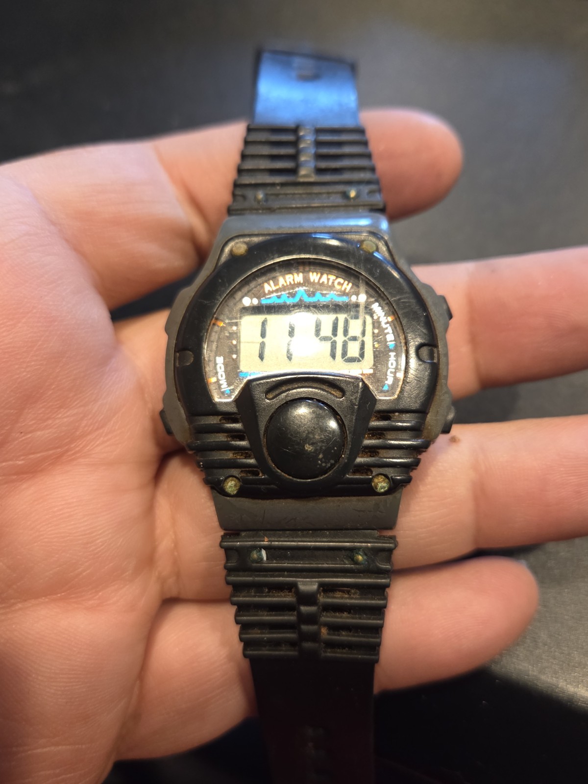 Mens Radio Shack Black Talking Digital Alarm Watch 63-5047 H6 See Desc. C209