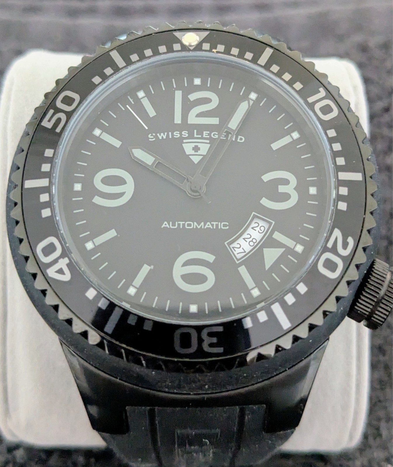 Swiss Legend Neptune Black Watch Automatic Silicone Band 52 mm SL-11819A-BB-01-W