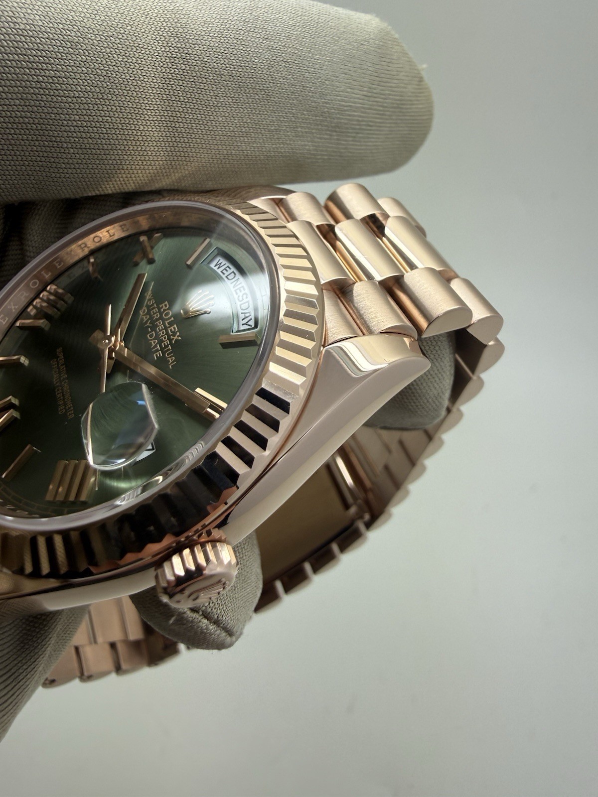 Rolex Day Date President Rose Gold Green Olive 40mm Auto Watch 228235 *2026 RSC*