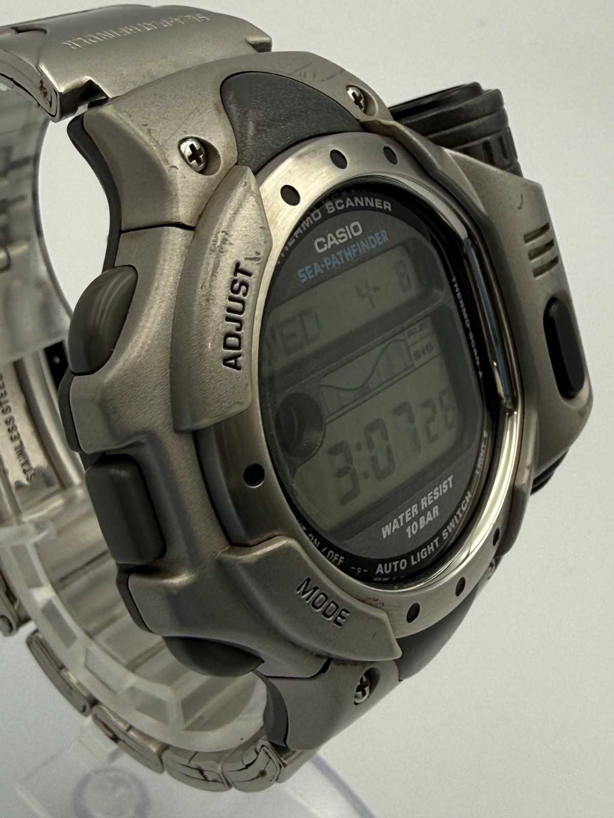 Casio SPF-10 Sea Pathfinder Vintage Thermo Scanner Watch w/Box, Links – Rank B
