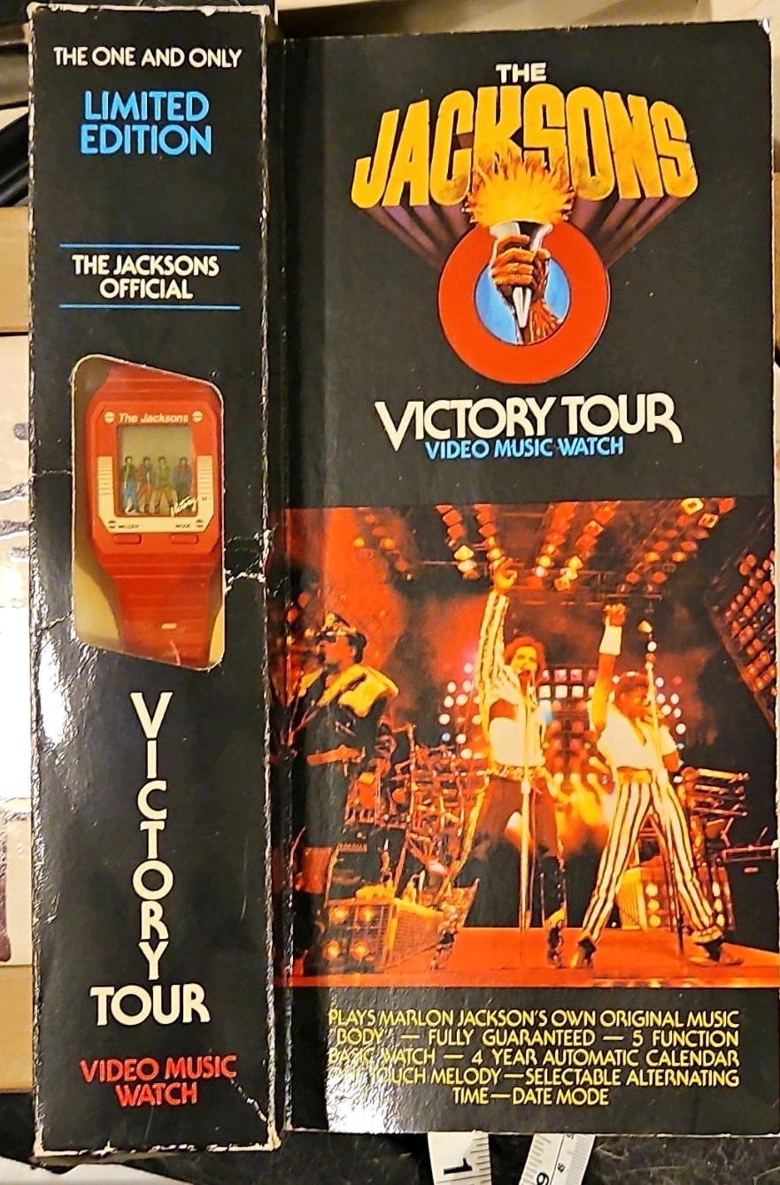 The Jacksons Victory Tour Video Music Watch Digital Quartz Red w/ Box Alarm