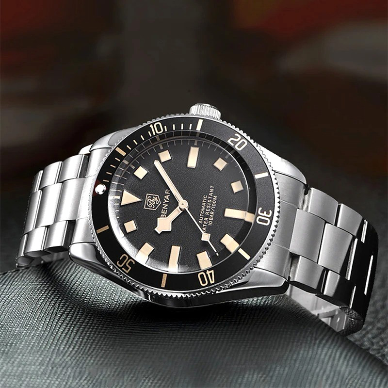 40MM BENYAR Automatic Men’s Watch 100M Waterproof Stainless Steel Luminous NEW