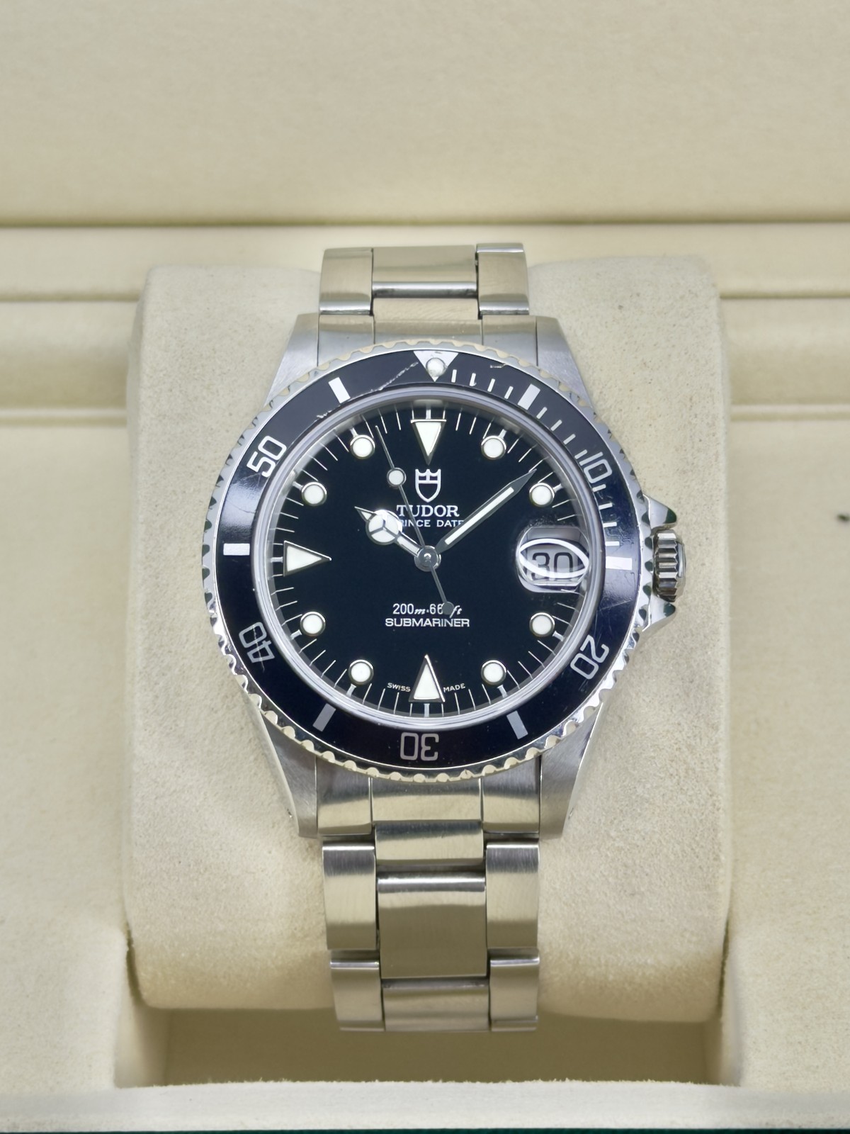 Tudor Submariner Black Dial on Steel 75090 with Box