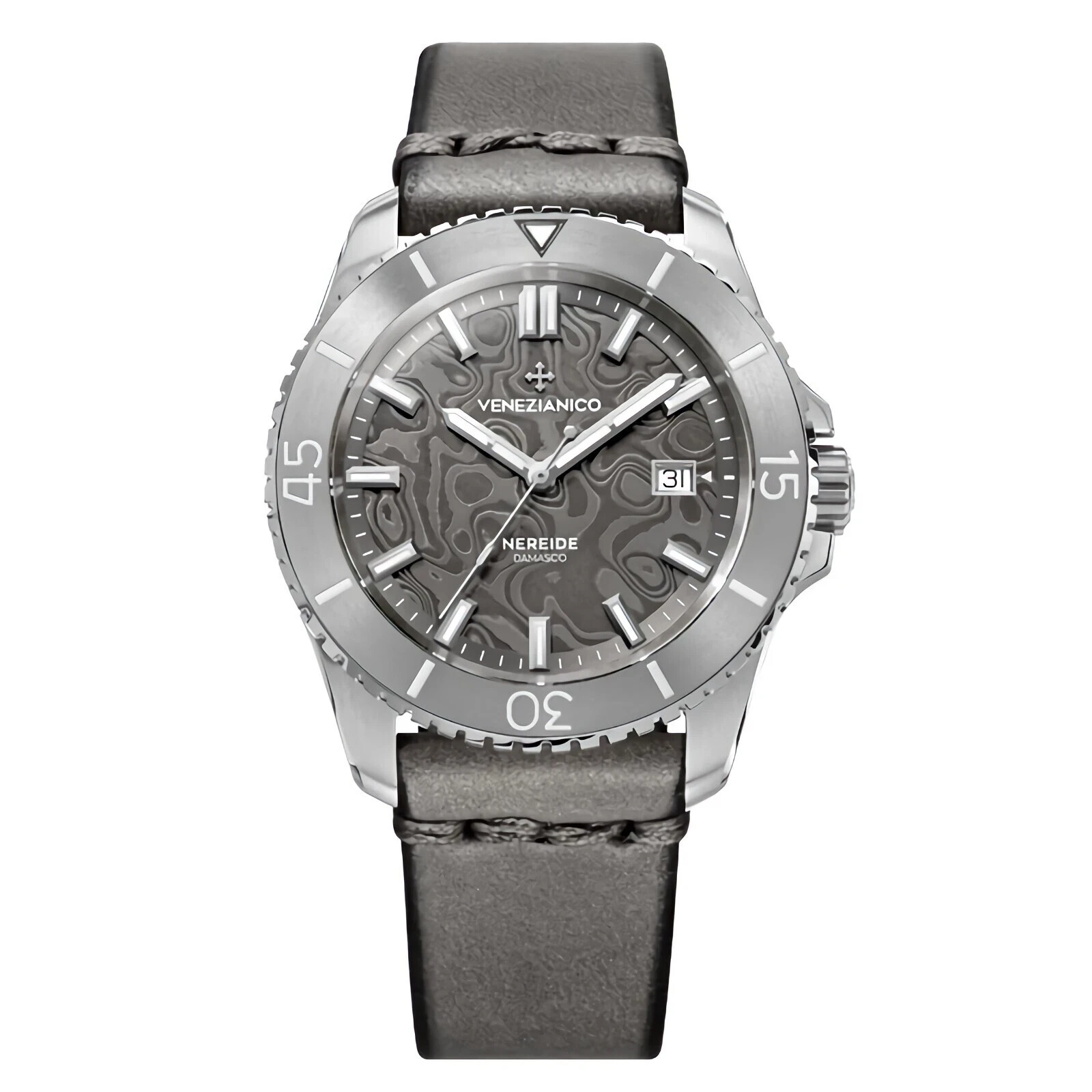 VENEZIANICO NEREIDE DAMASCO 4521565 SW200 Damascus Steel Dial Men’s Diver Watch