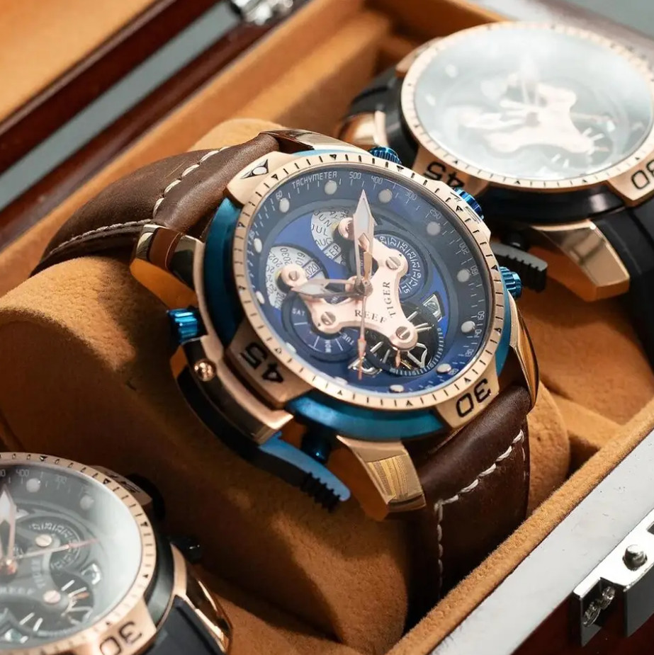 MILITARY Automatic Sport Watch for Men Mechanical Skeleton Multi Dial 10ATM Date