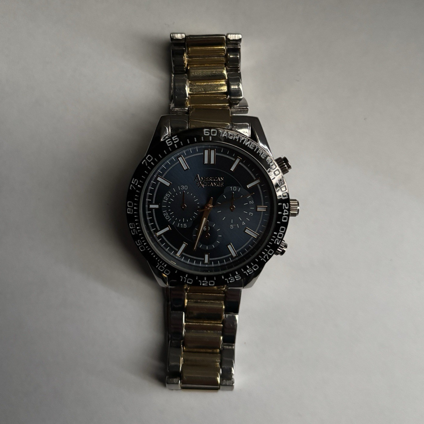 American Exchange Men’s Two-Tone Watch Silver Gold Blue Dial Working