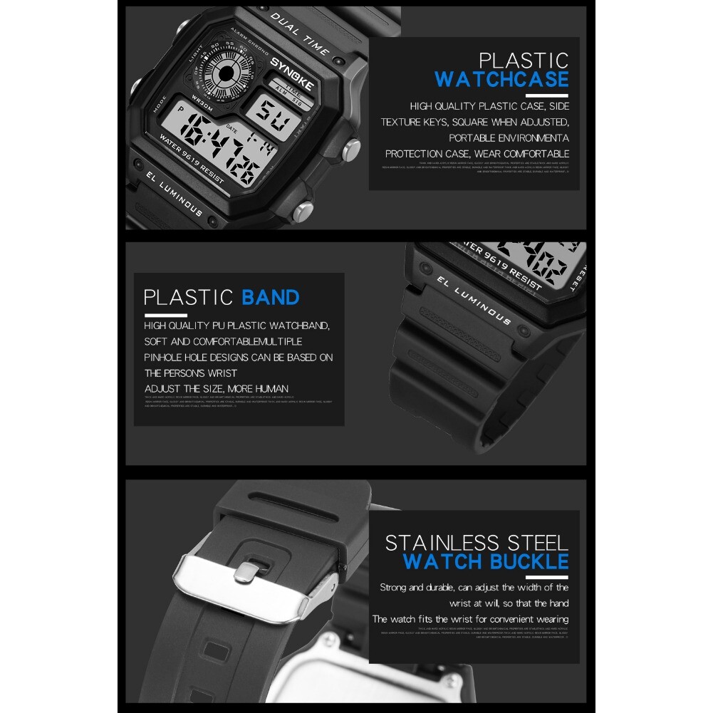 Fashion Men’s Sports Watch LED Large Digital Waterproof Multifunction Wristwatch