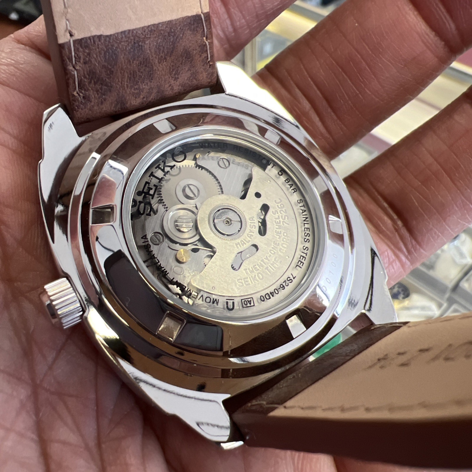 Authentic Seiko Dealer 💯Recraft Series Automatic Blue Dial Brown❤️SNKN37!