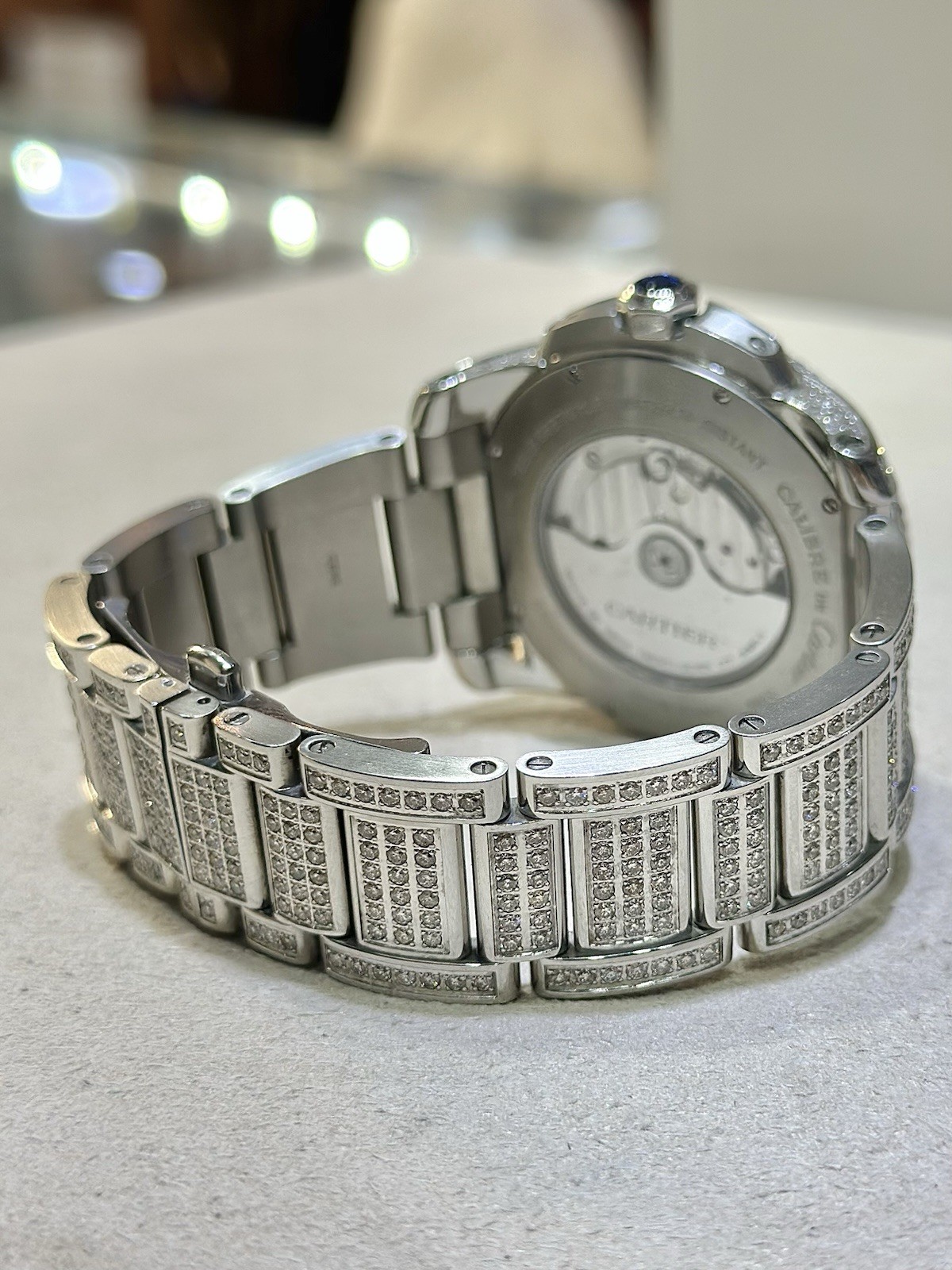 Cartier Calibre 42MM S/S Custom Diamond Automatic Watch – Approx 25.00 CTW