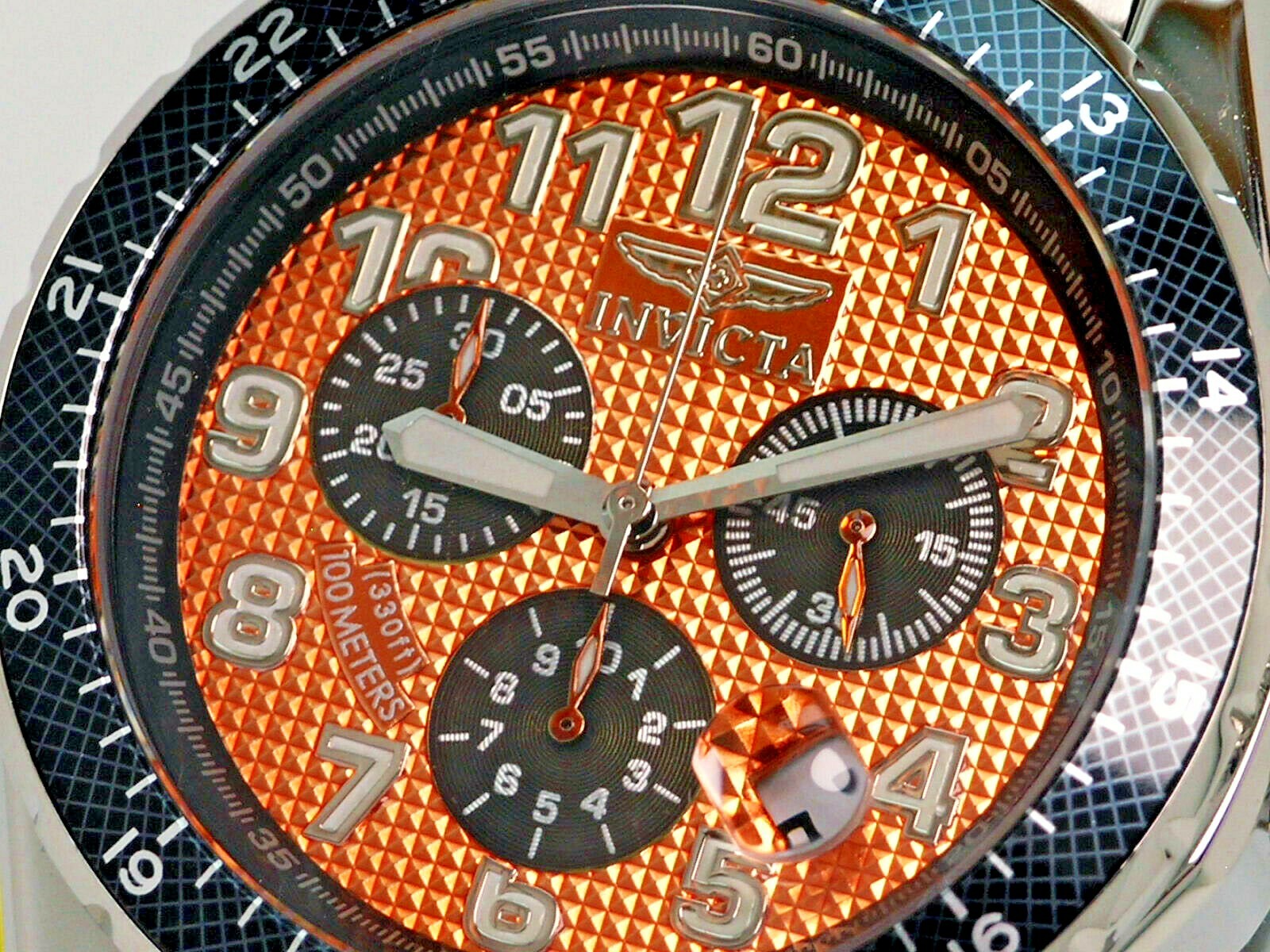 NEW INVICTA 4058 EXTREME SWISS CHRONOGRAPH WATCH ORANGE DIAL STEEL SAPPHIRE