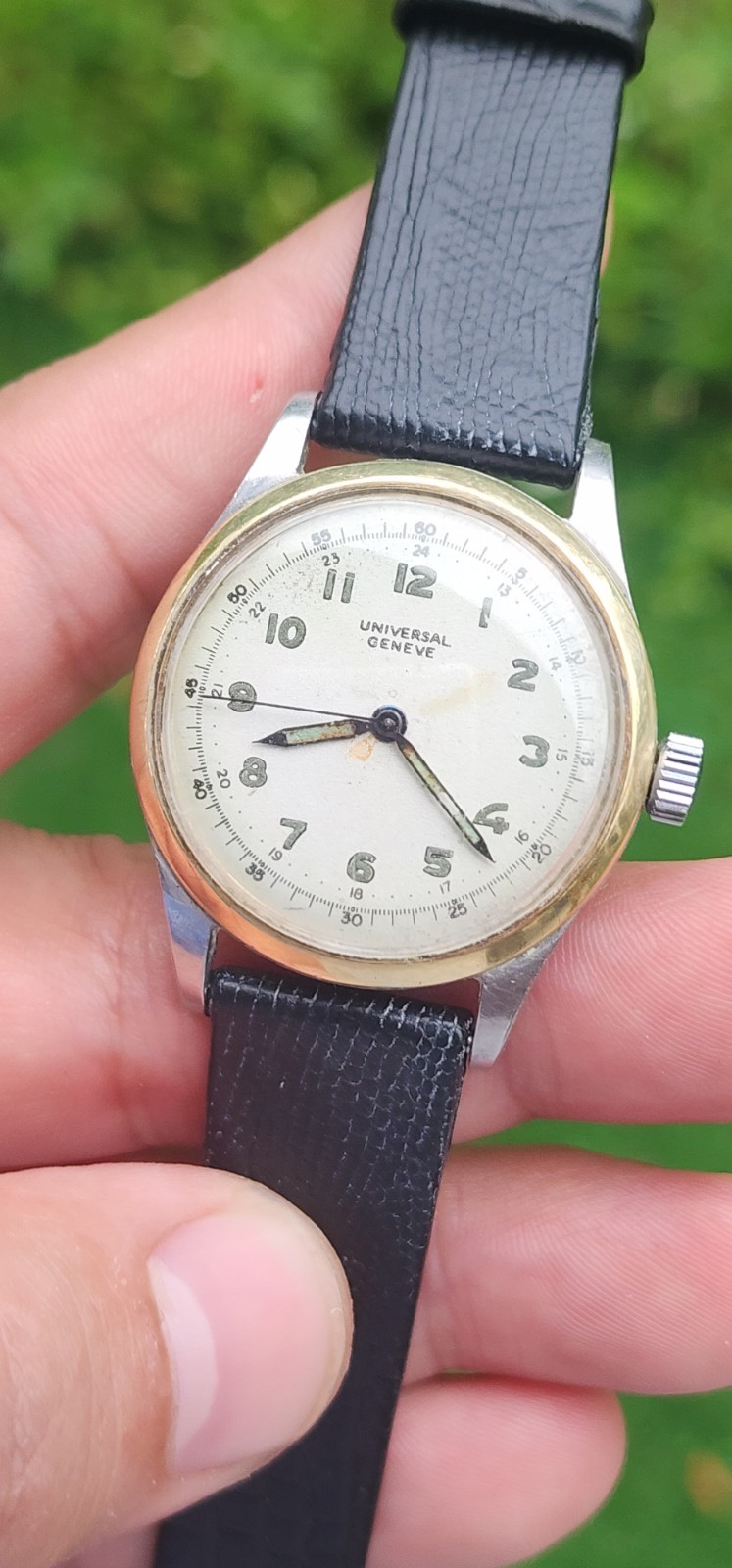 Vintage Universal Geneve 1940’s Military Watch Cal. 263 Gold Stainles Gold Bezel