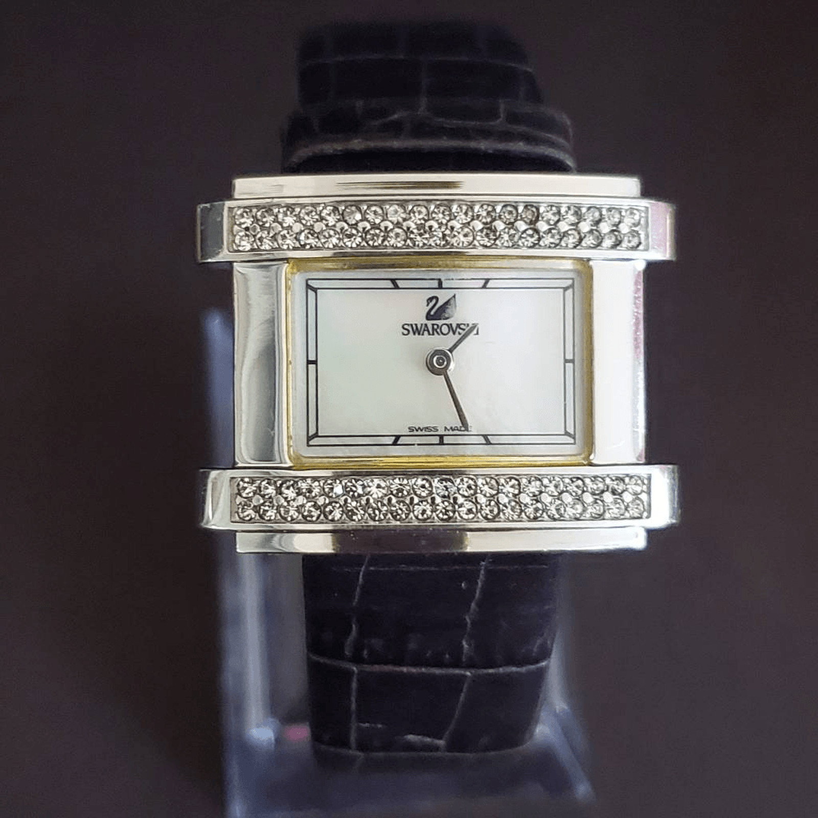 Swarovski Swiss Made Melbourne Quartz Watch Crystal Accents and leather band