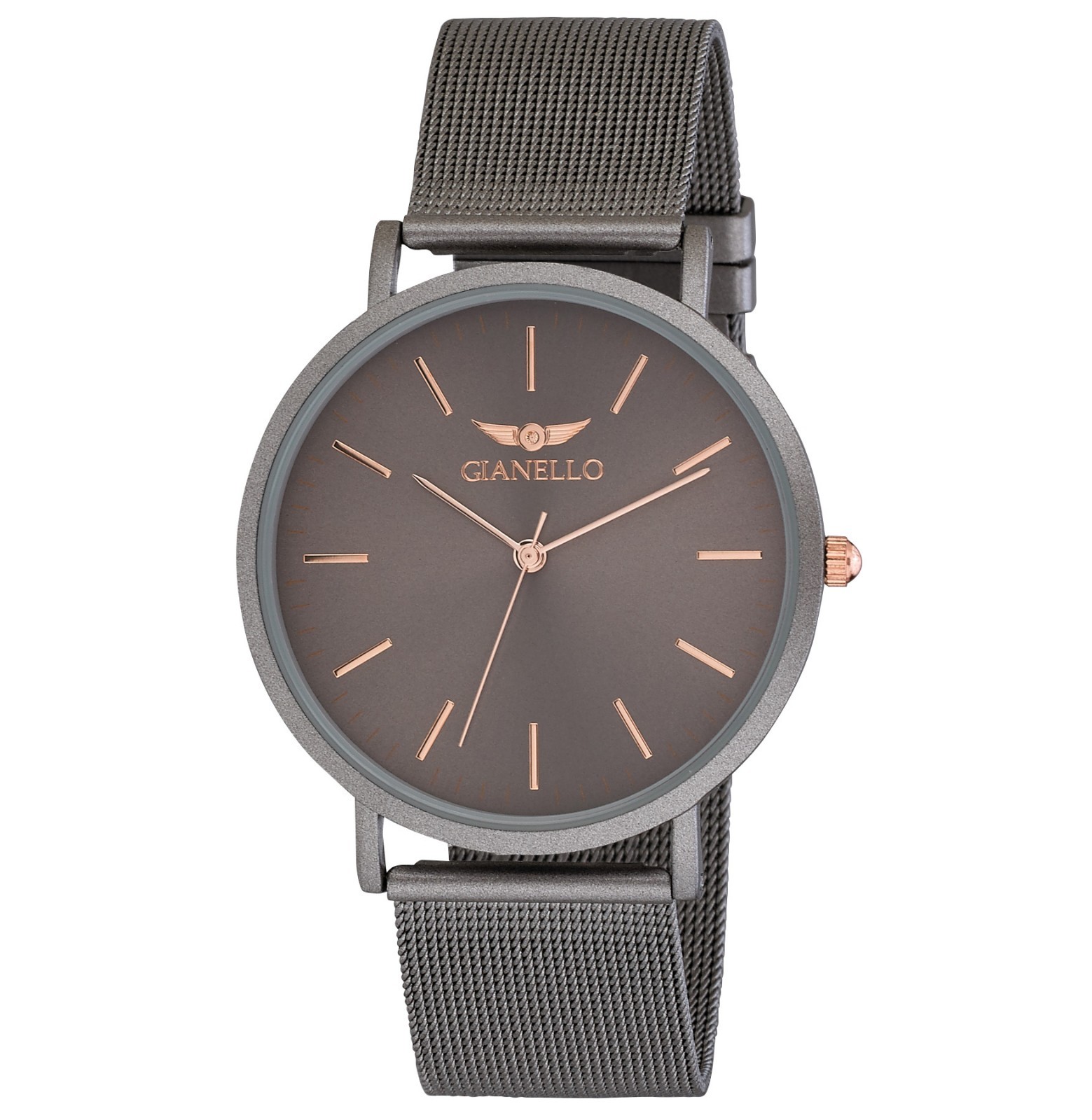 Gianello 41mm Stainless Steel Slim Case Mesh Bracelet Watch
