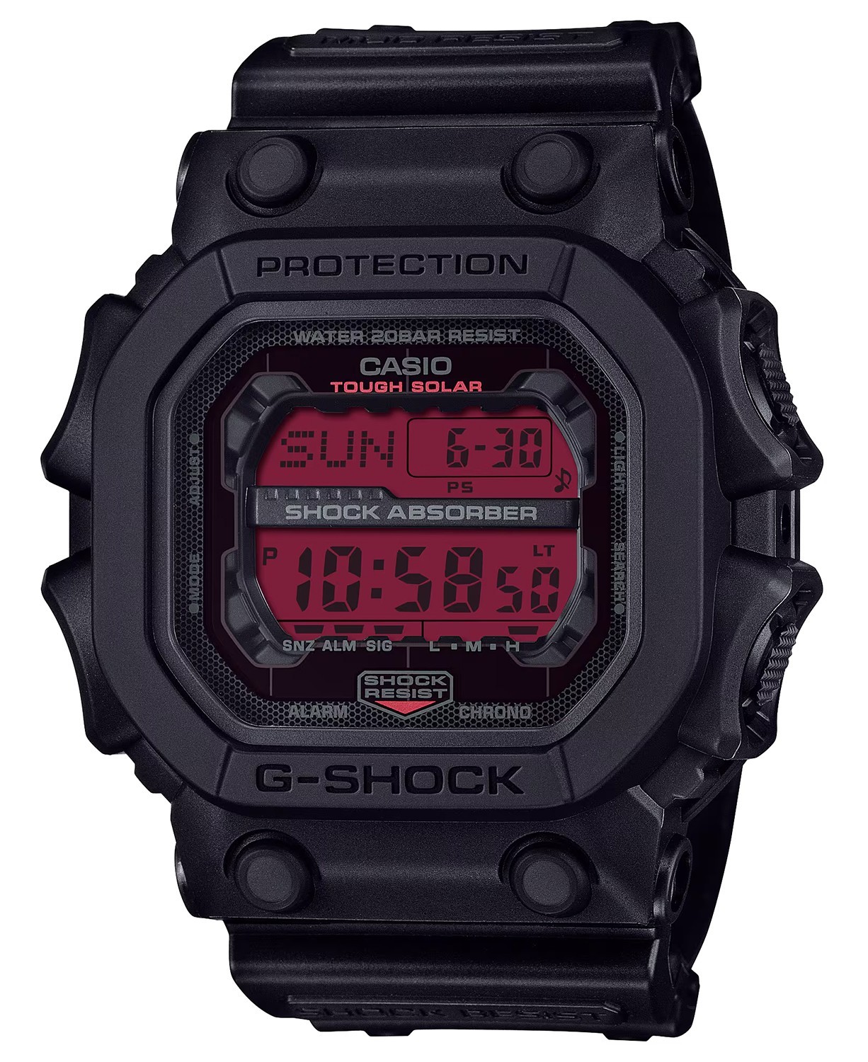 CASIO G-Shock Classic Solar-Powered Watch – Black With Red Dial (GX-56BBR-1CR)