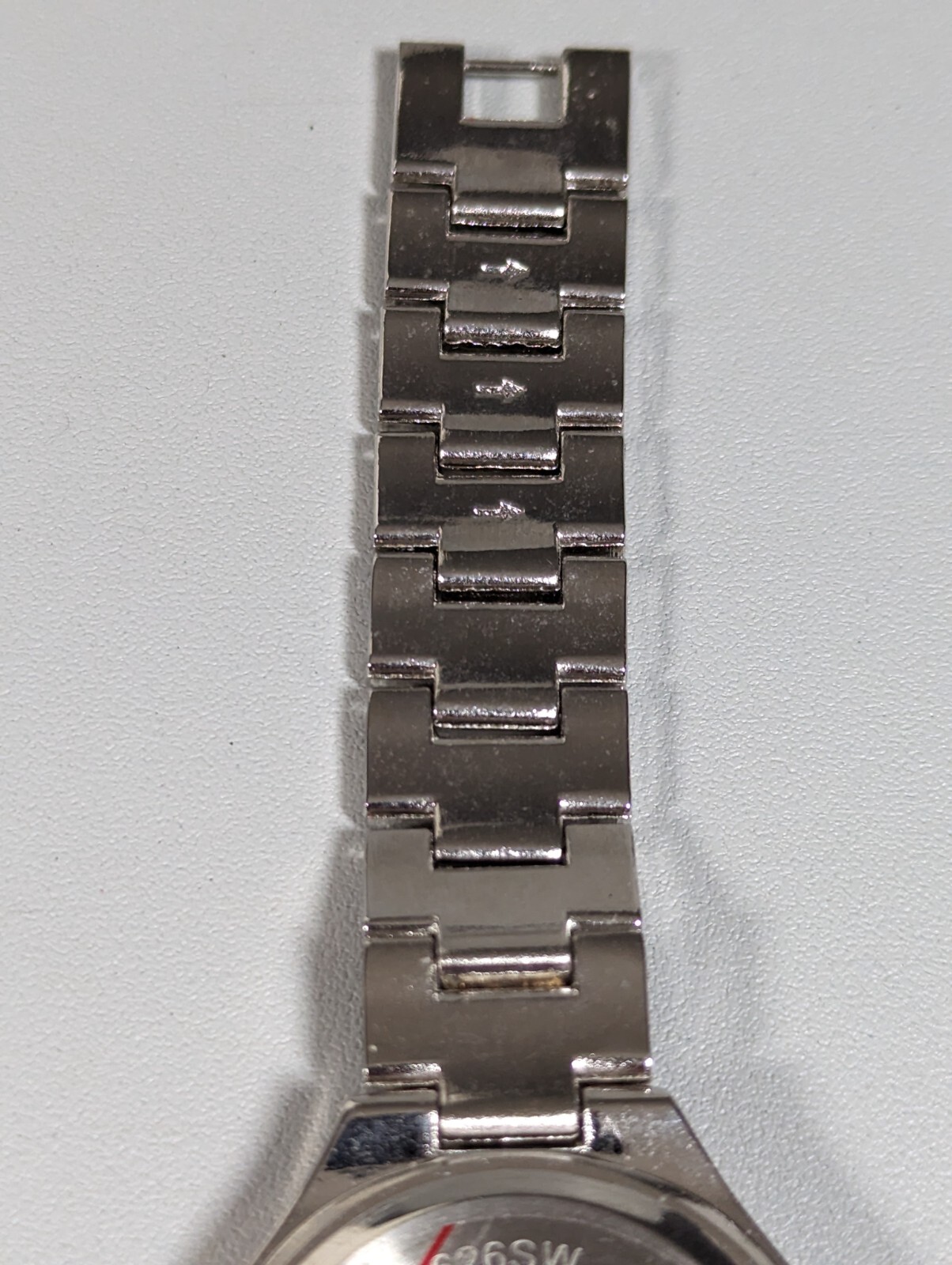 Green Dial Round Silver Tone Case Two Tone Link Bracelet Band Watch 6.5 Inch